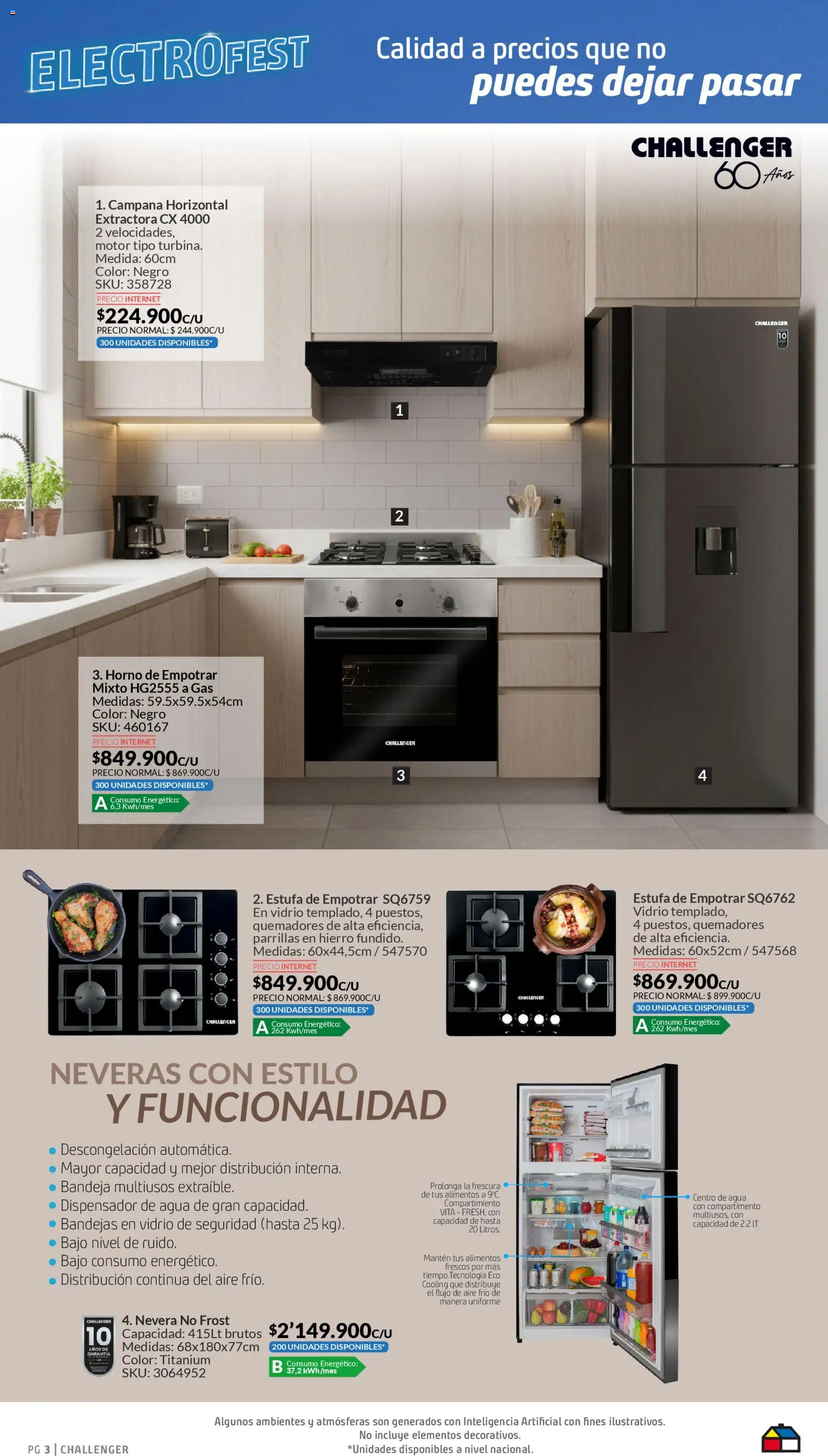 Homecenter revista - valida desde el 06.04.2026 | Página: 3 | Productos: Estufa, Bandeja, Horno, Dispensador