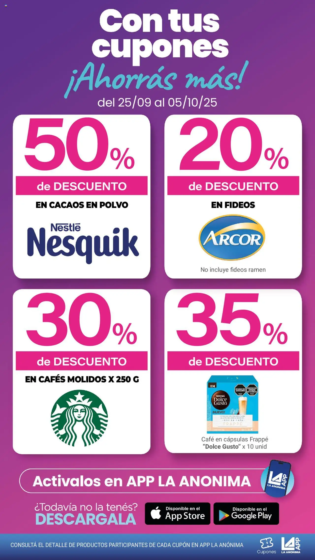 La Anonima catálogo │ válido desde el 25.09.2025 | Página: 4 | Productos: Polvo, Café, Fideos