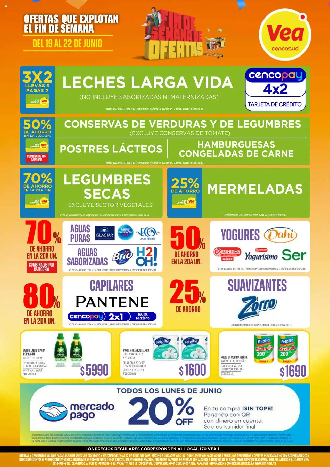Vea - Ofertas fin de semana Río Negro y Neuquén │ válido desde el 19.06.2025 | Página: 1 | Productos: Papel higiénico, Cocina, Jabón líquido, Tomate
