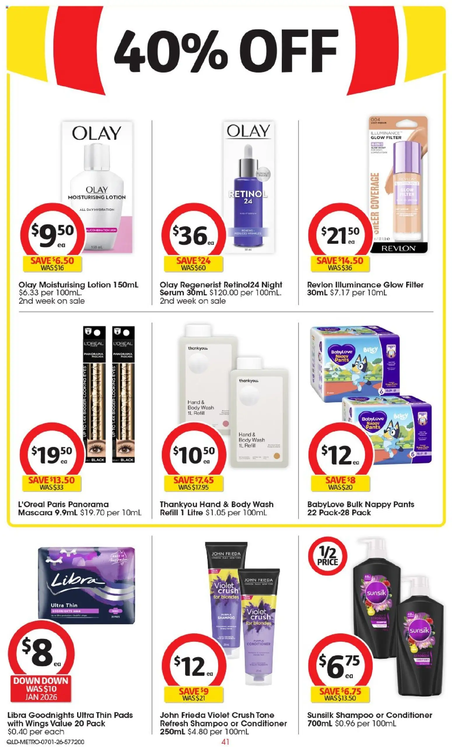 Coles catalogue - valid from 07.01.2026 | Page: 43 | Products: Shampoo, Conditioner, Pants, Retinol