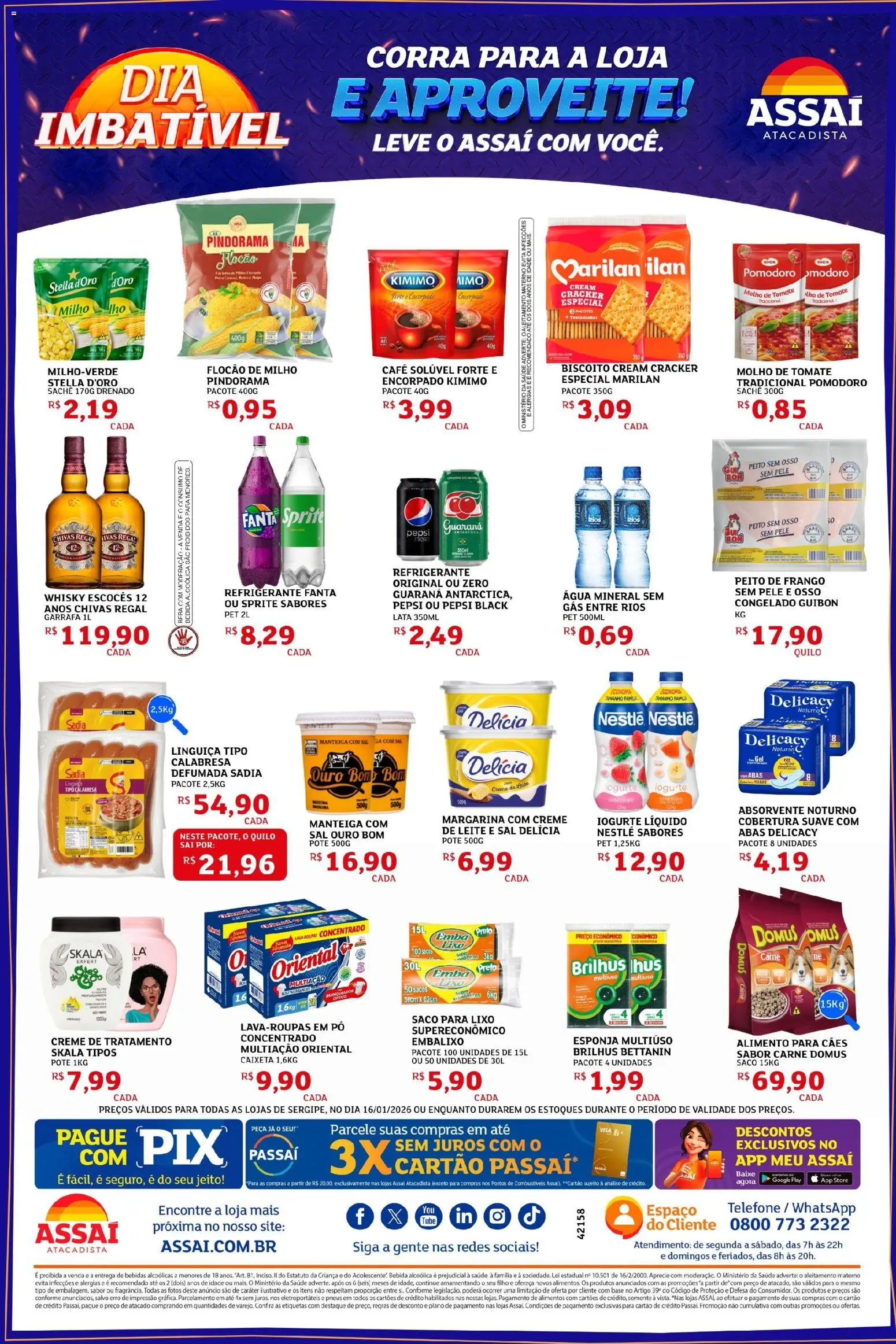 Assaí Atacadista Folheto - válido de 16.01.2026 | Página: 2 | Produtos: Esponja, Fanta, Água mineral, Frango