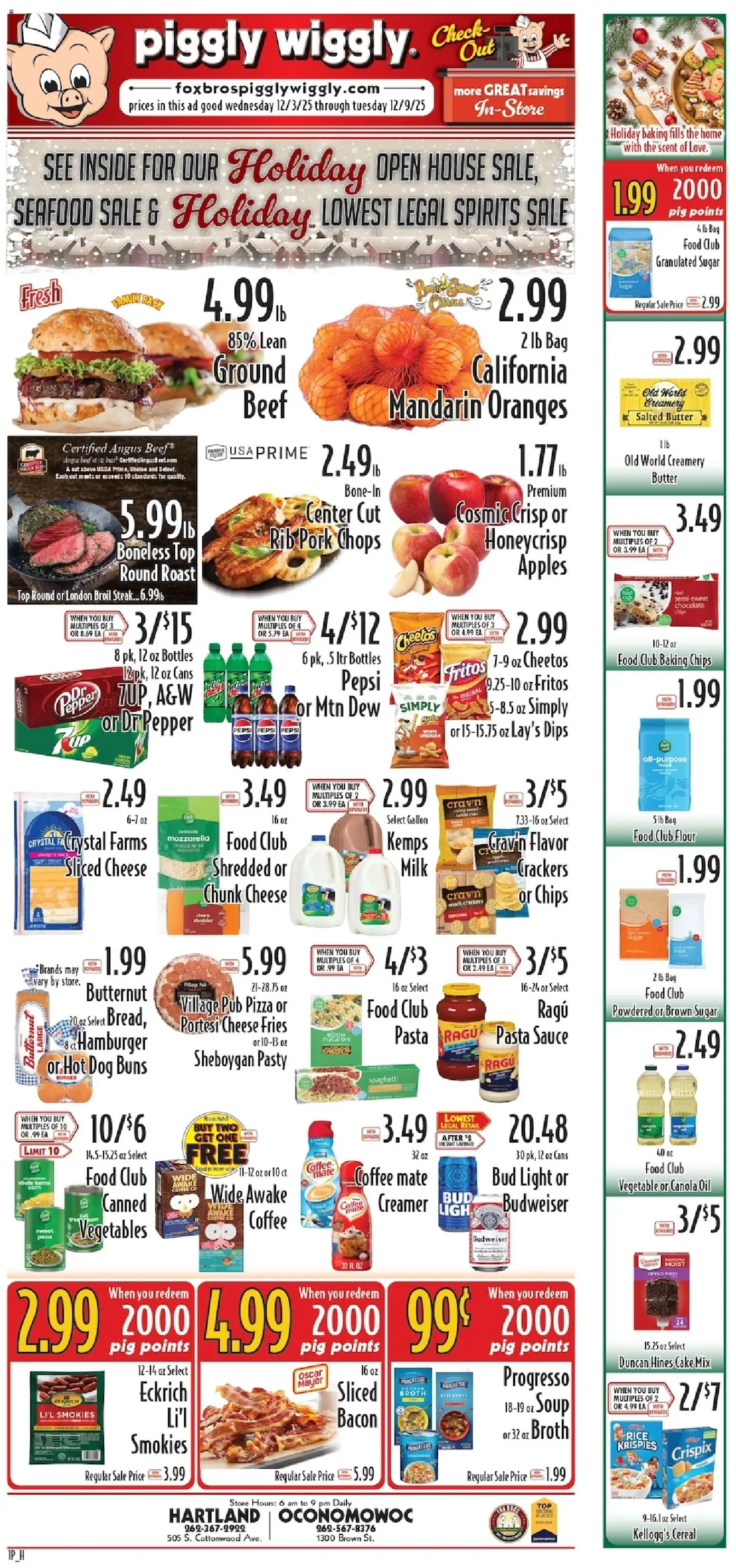Piggly Wiggly Weekly Ad - valid from 03.12.2025 | Page: 3 | Products: Pork, Apples, Sugar, Seafood