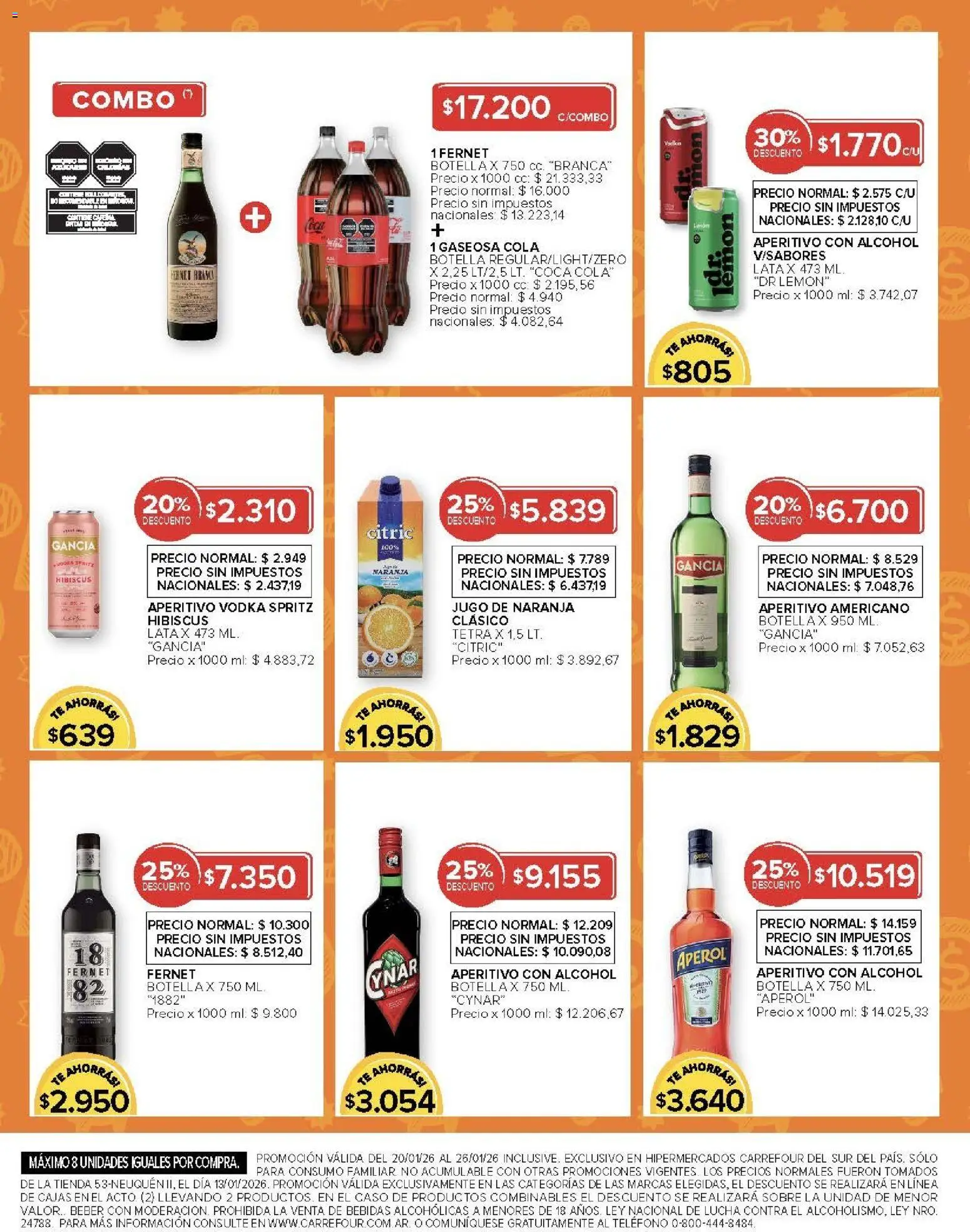 Carrefour ofertas │ válido desde el 20.01.2026 | Página: 17 | Productos: Vodka, Caso, Jugo, Té
