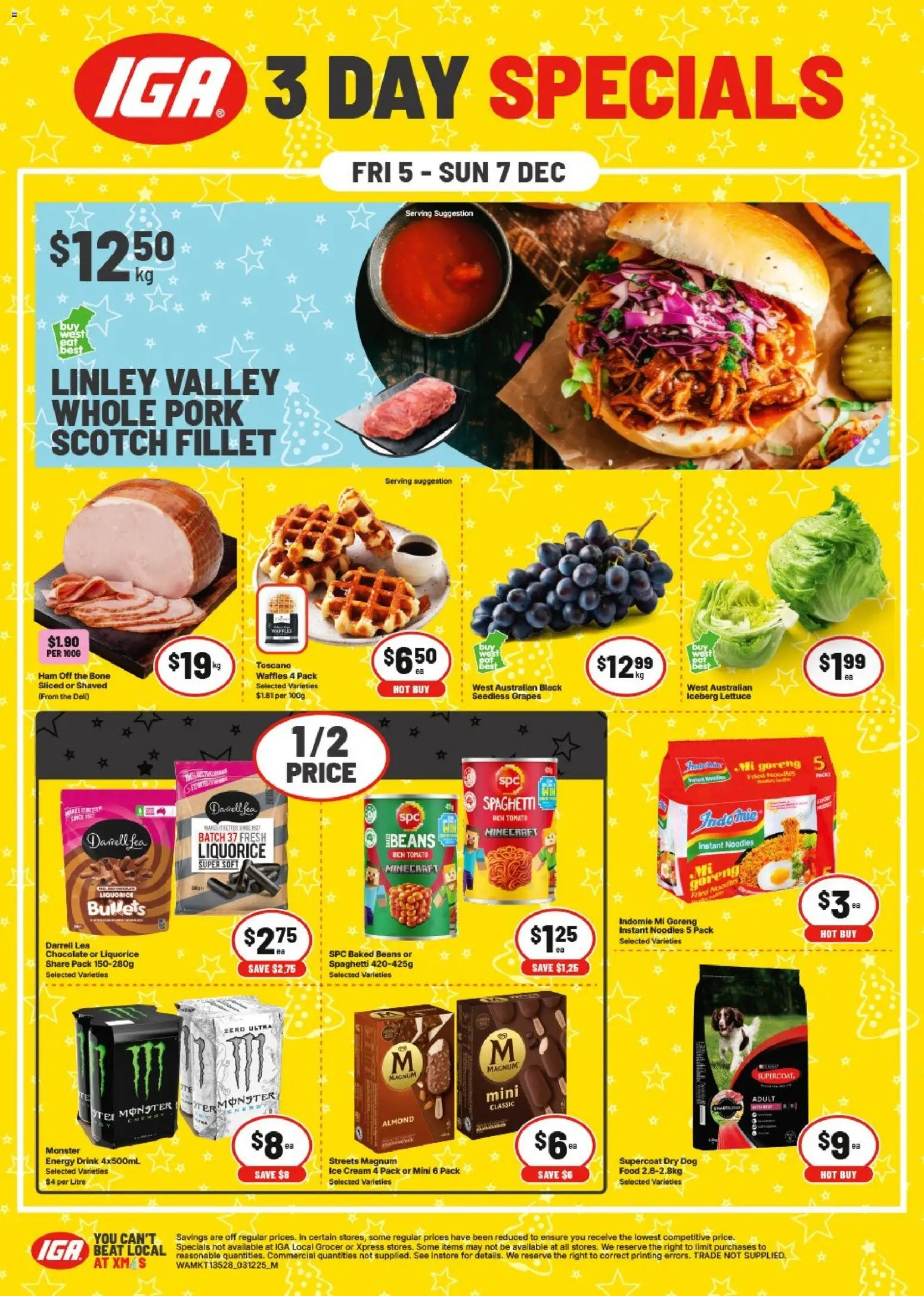 IGA catalogue - valid from 05.12.2025 | Page: 1 | Products: Energy drink, Chocolate, Ham, Pork