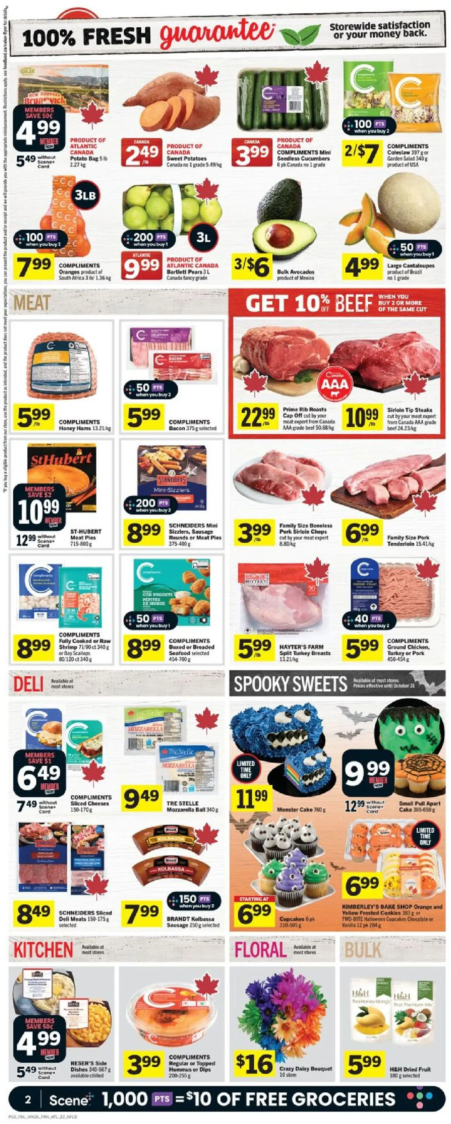 Foodland flyer valid from 23.10.2025 | Page: 3 | Products: Cookies, Turkey, Chocolate, Pork