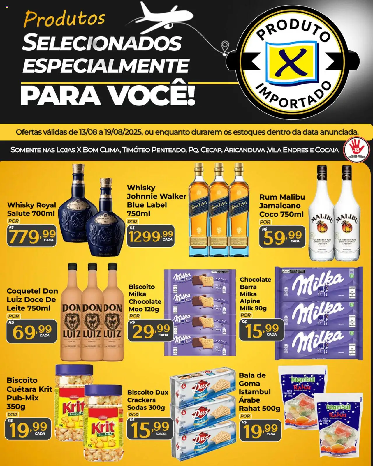 X Supermercados Folheto - válido de 13.08.2025 | Página: 1 | Produtos: Biscoito, Piso, Leite, Chocolate