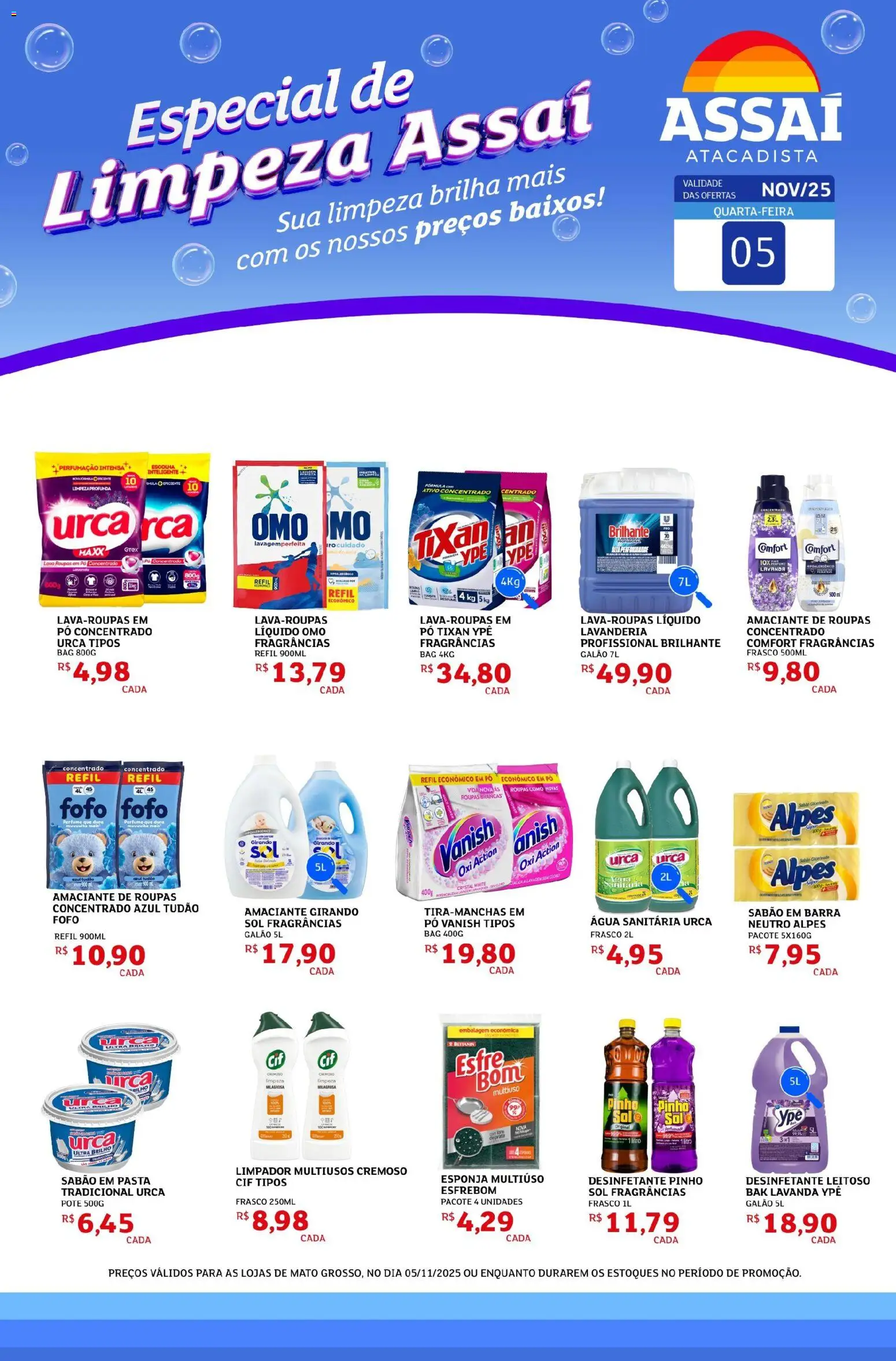 Assaí Atacadista Folheto - válido de 05.11.2025 | Página: 1 | Produtos: Amaciante de roupas, Pasta, Vanish, Amaciante