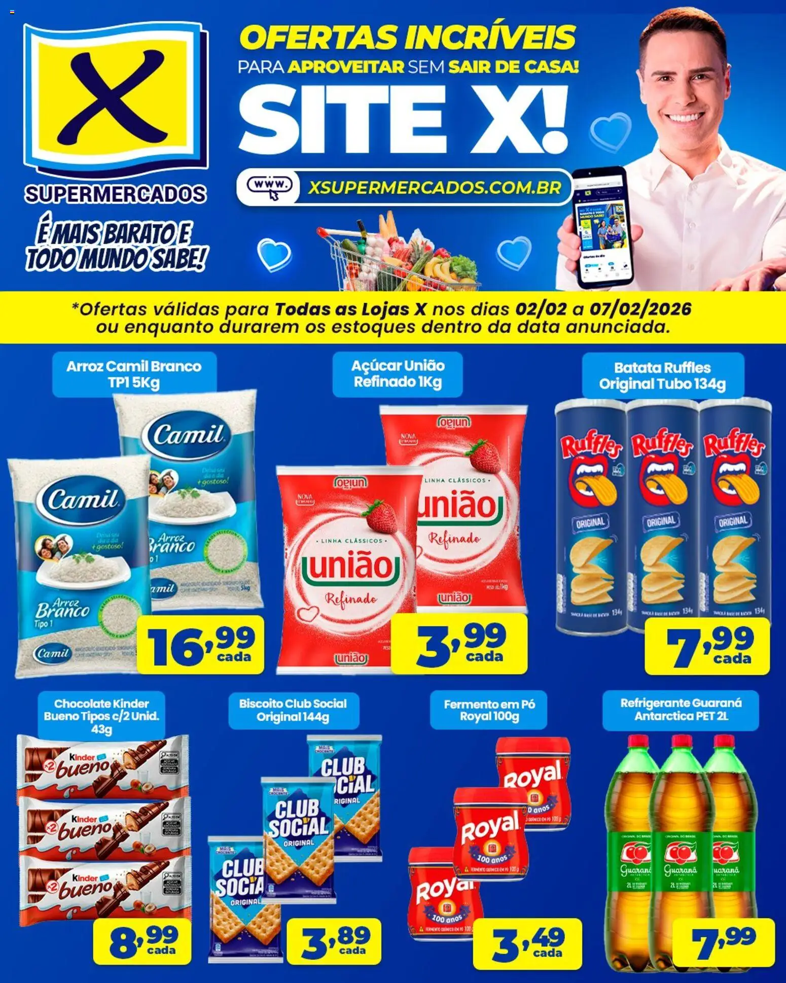 X Supermercados Folheto - válido de 02.02.2026 | Página: 1 | Produtos: Pó, Guaraná, Arroz, Refrigerante