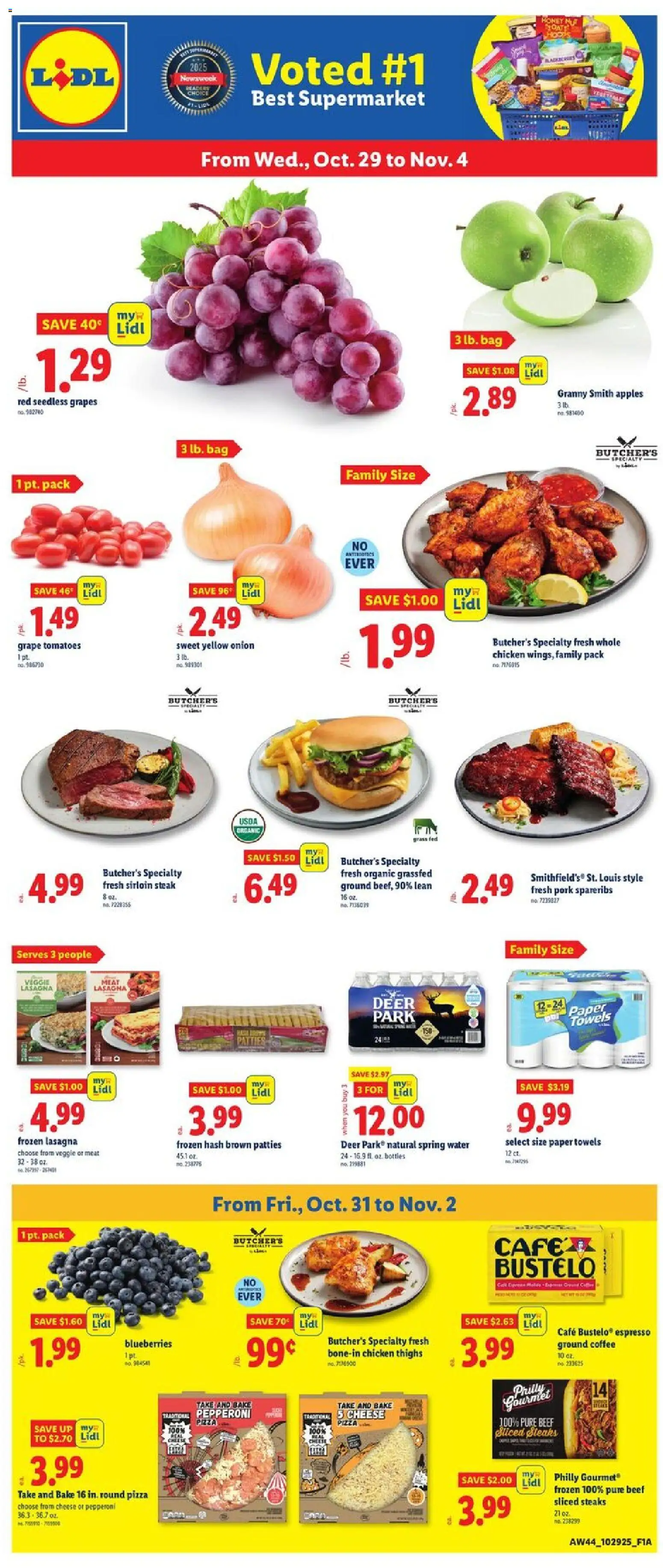 Lidl Weekly Ad - DC - valid from 29.10.2025 | Page: 1 | Products: Pizza, Grapes, Blueberries, Onion