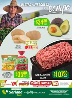 Vista previa de Soriana - Martes y Miércoles del Campo Súper: Ags, Nay, Jal, Qro, Col, Mich, Gto, Hgo, Tlax, Mor, Pue, Gro, Oax, Edo. de Mex, Vall, nuevo folleto de la tienda, válido en México a partir del 27.01.2026