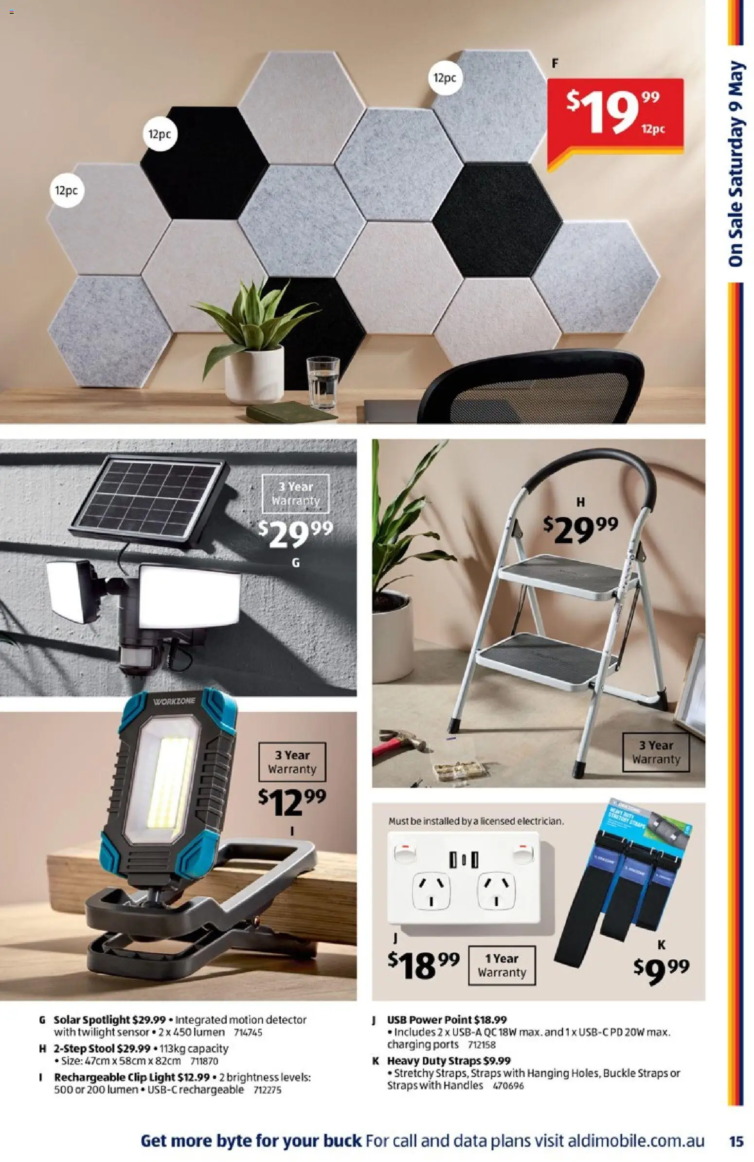 Aldi catalogue - valid from 06.05.2026 | Page: 15 | Products: Stool, Light, Clip, Usb