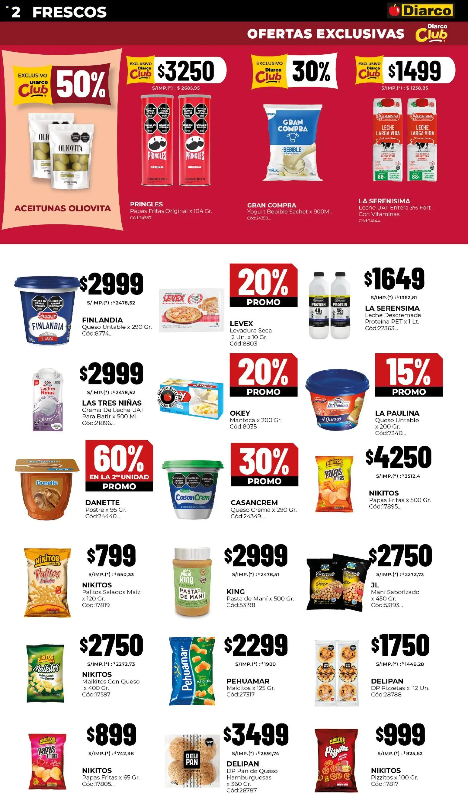 Diarco - Ofertas Pueblo Sur │ válido desde el 24.11.2025 | Página: 2 | Productos: Aceitunas, Manteca, Queso, Papas fritas