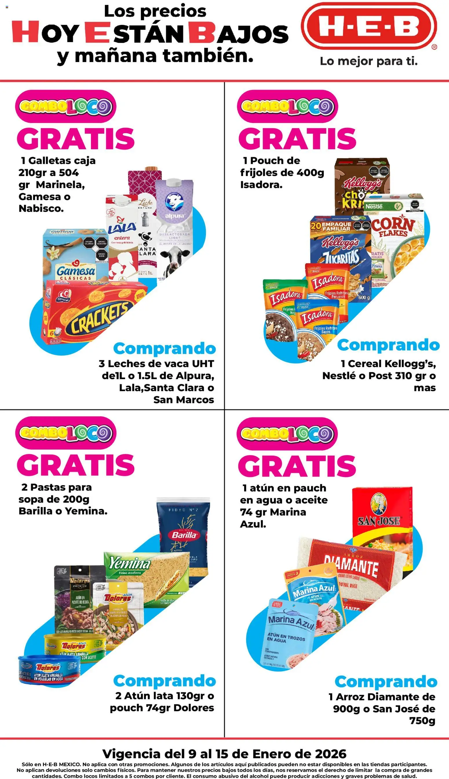 Nuevas ofertas de H-E-B válidas en toda la República Mexicana desde el 09.01.2026. ¡Encuentra las mejores ofertas en H-E-B folleto! | Página: 1 | Productos: Sopa, Aceite de oliva, Hojuelas, Caja