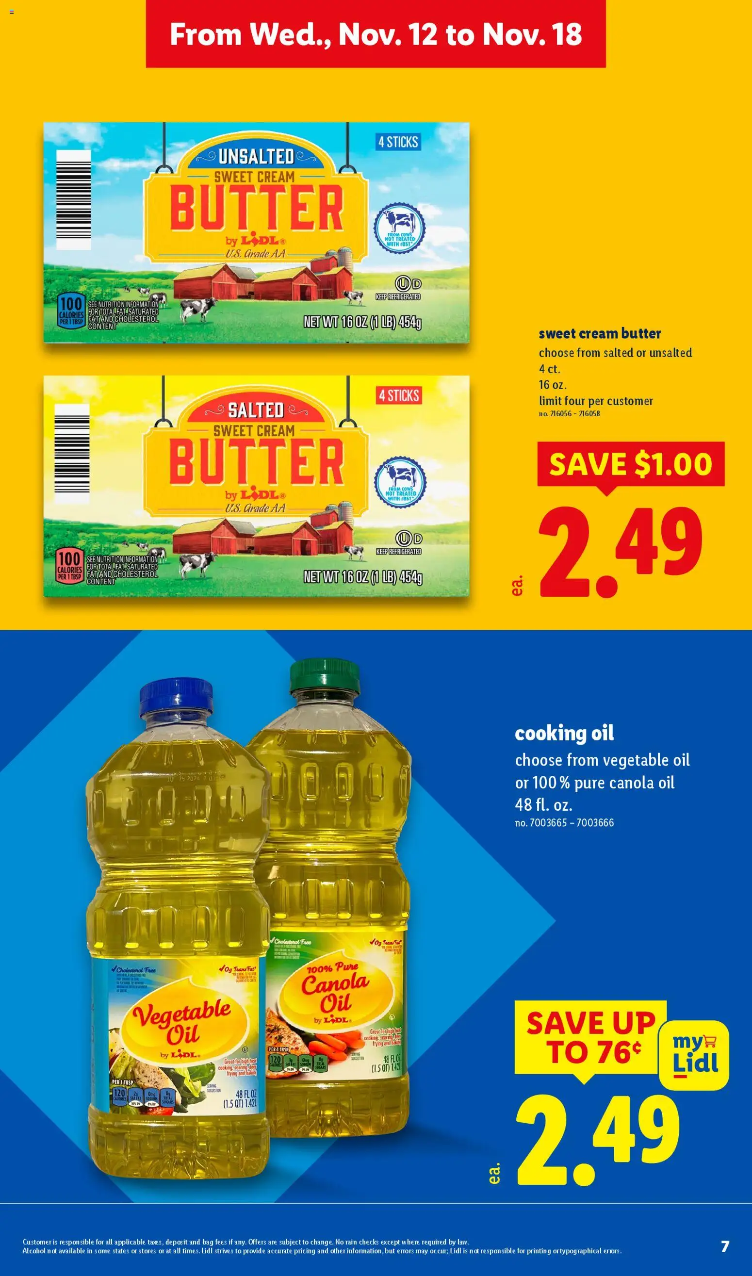 Lidl Early Black Friday - valid from 12.11.2025 | Page: 7 | Products: Butter, Oil, Cream, Bag