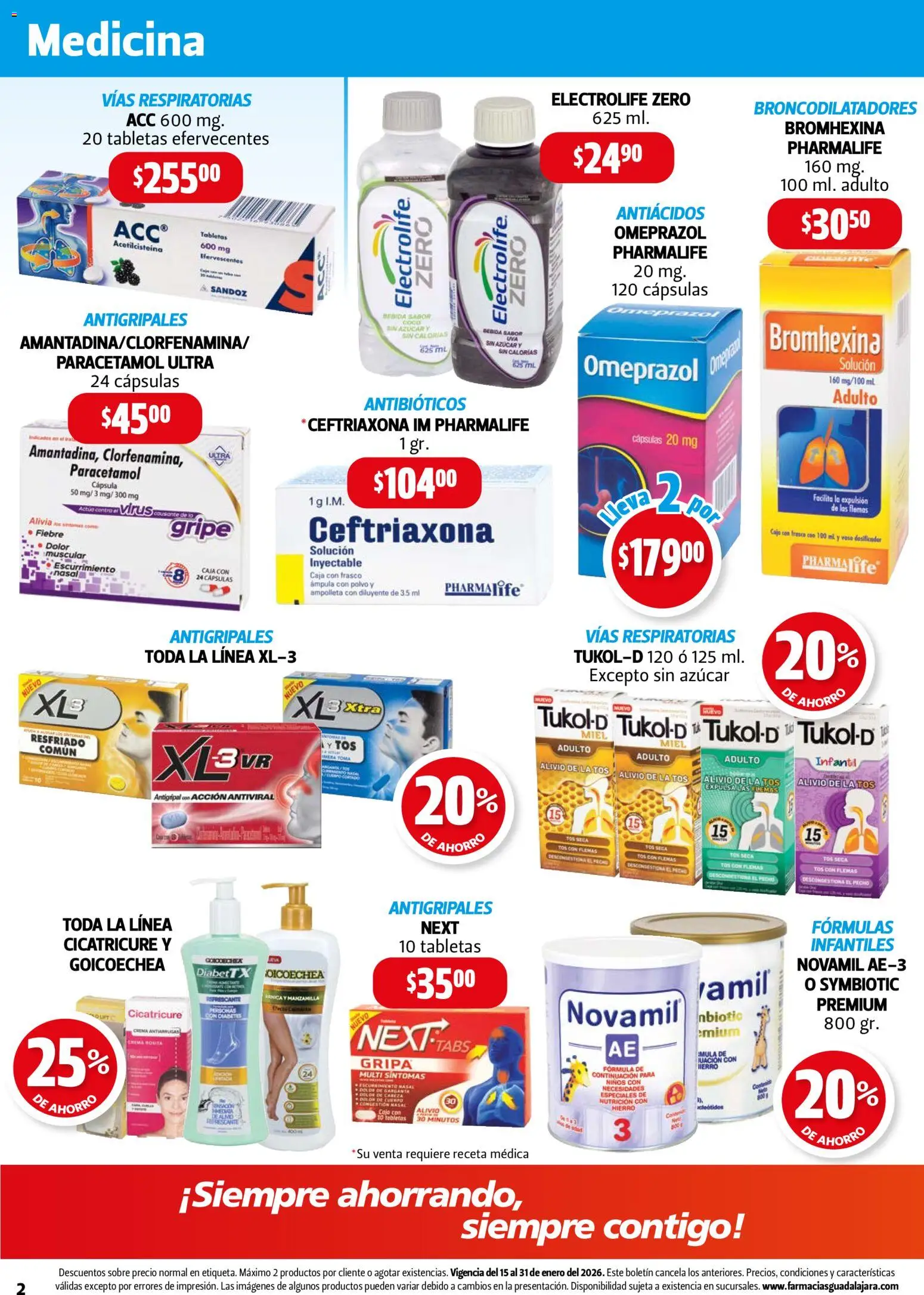 Nuevas ofertas de Farmacia Guadalajara válidas en toda la República Mexicana desde el 15.01.2026. ¡Encuentra las mejores ofertas en Farmacia Guadalajara catálogo! | Página: 2 | Productos: Azúcar, Crema, Caja, Polvo