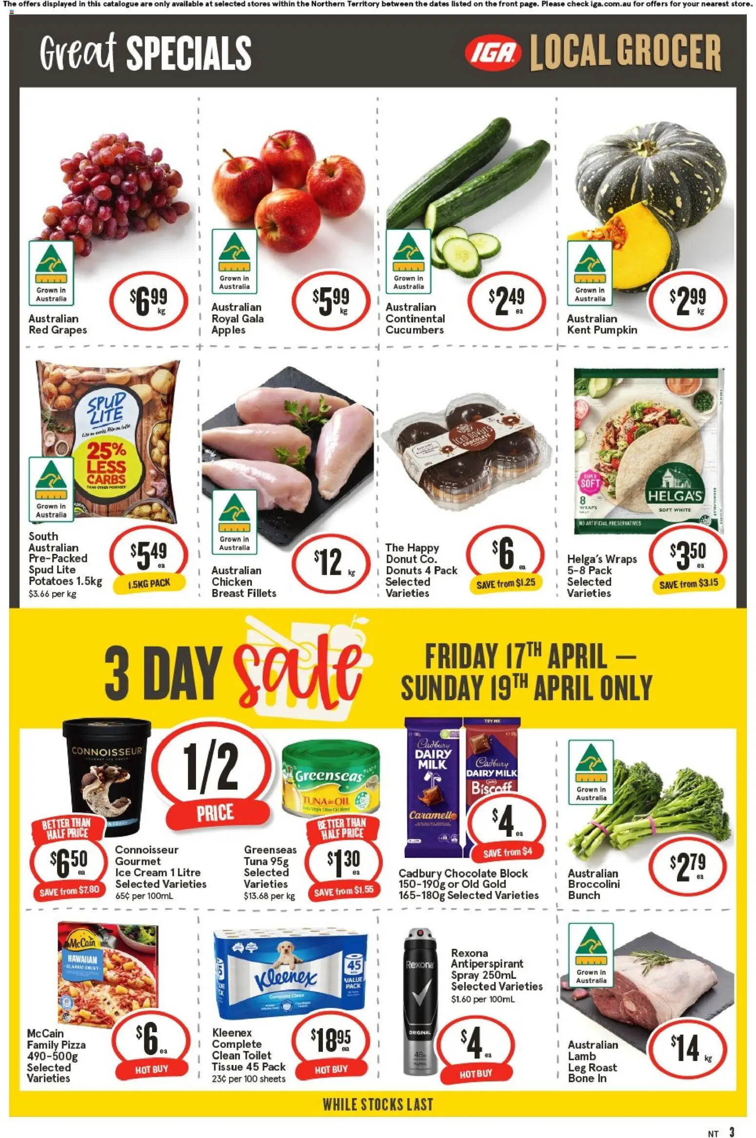 IGA catalogue - valid from 15.04.2026 | Page: 3 | Products: Milk, Pepsi, Chips, Moccona