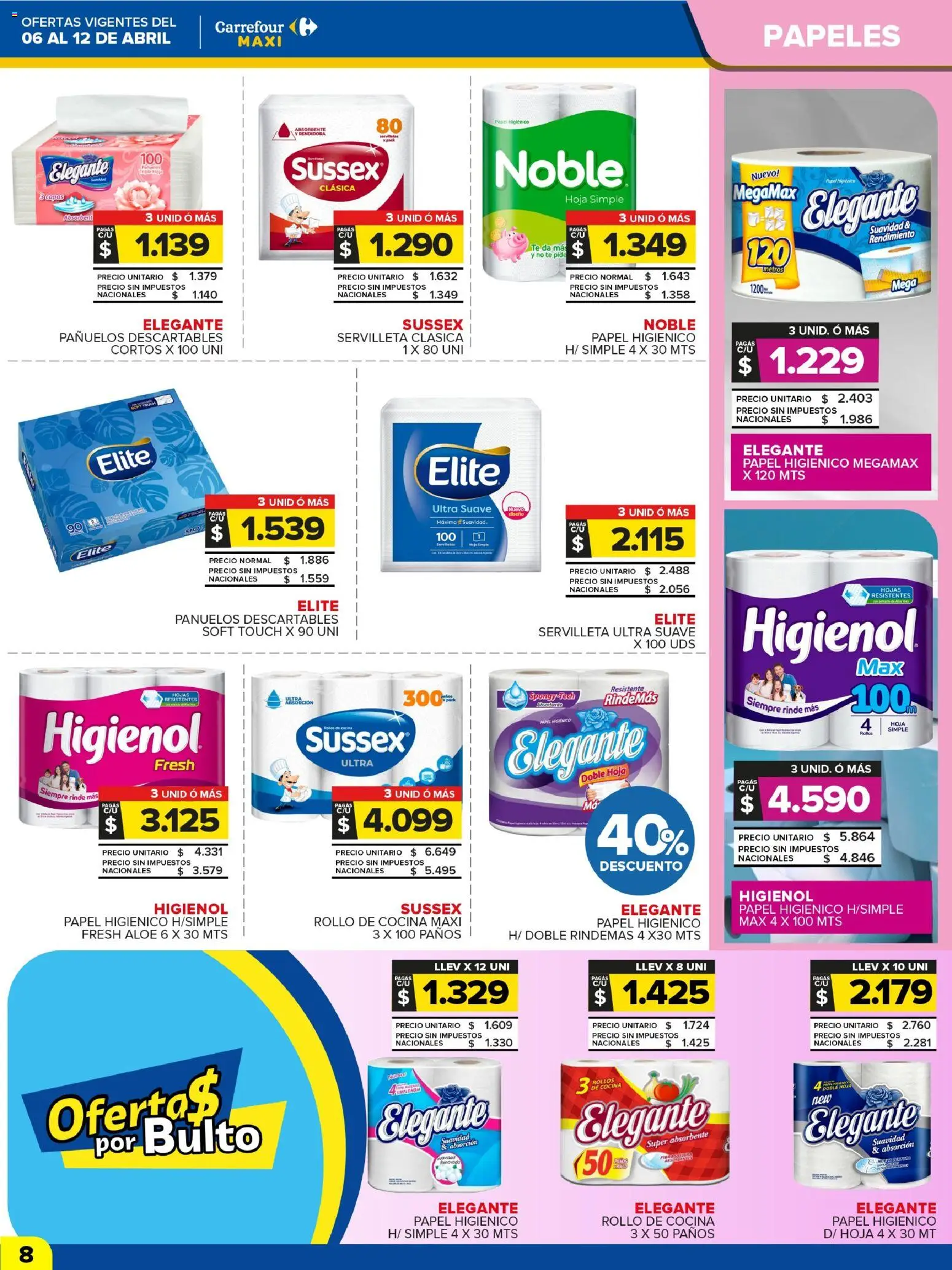 Carrefour Maxi catálogo │ válido desde el 06.04.2026 | Página: 8 | Productos: Papel higiénico, Cocina, Servilletas, Té