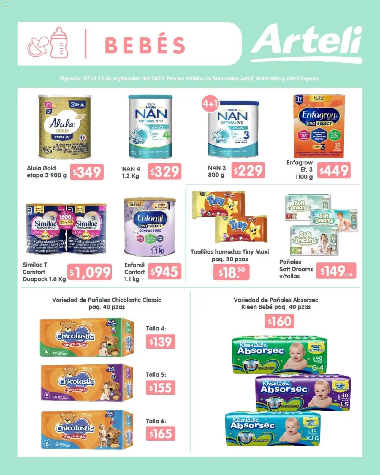 Nuevas ofertas de Arteli válidas en toda la República Mexicana desde el 07.09.2025. ¡Encuentra las mejores ofertas en Arteli - Folleto Quincenal! | Página: 12 | Productos: Toallitas húmedas, Pañales
