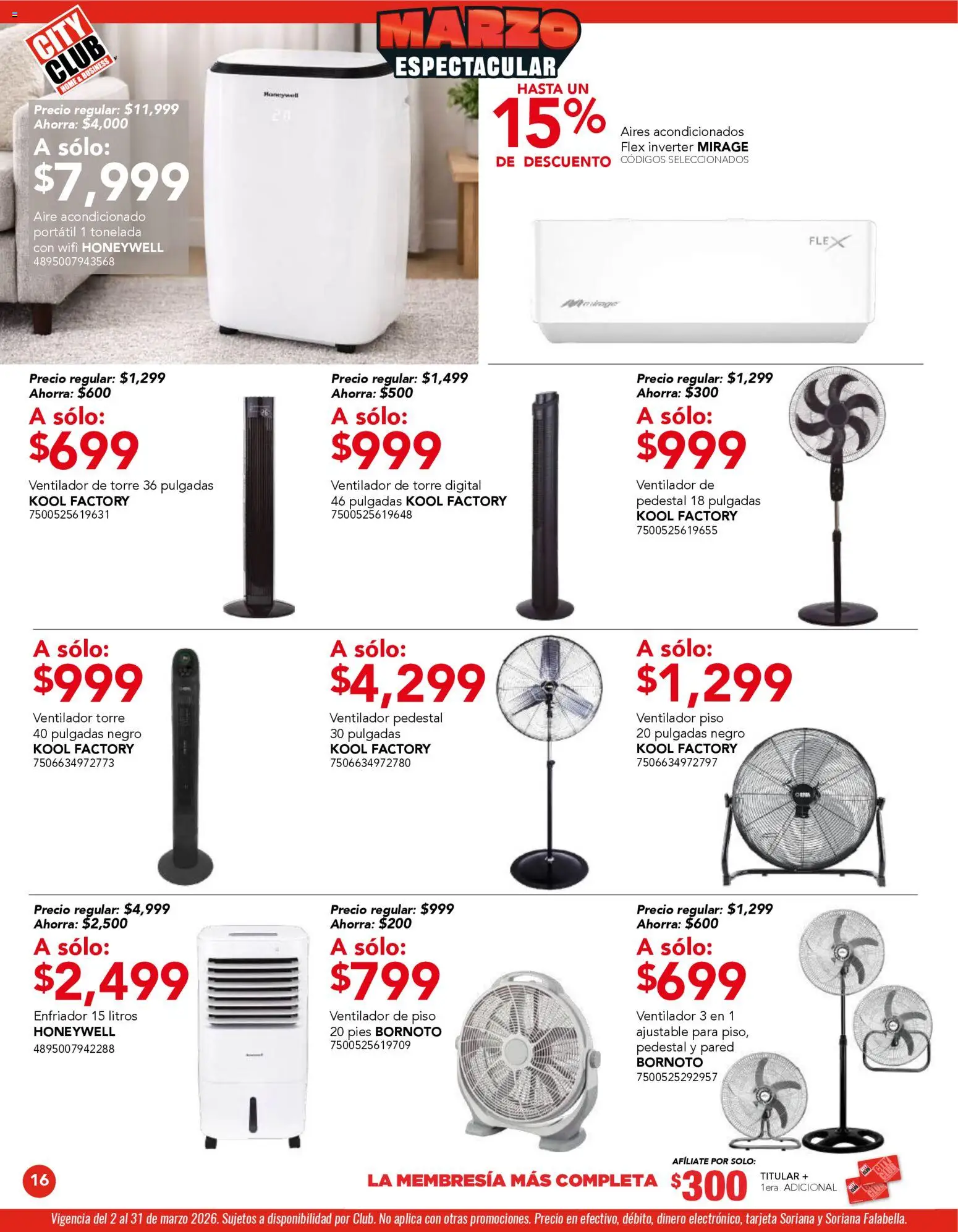 Nuevas ofertas de City Club válidas en toda la República Mexicana desde el 02.03.2026. ¡Encuentra las mejores ofertas en City Club catálogo! | Página: 16 | Productos: Ventilador, Aire acondicionado