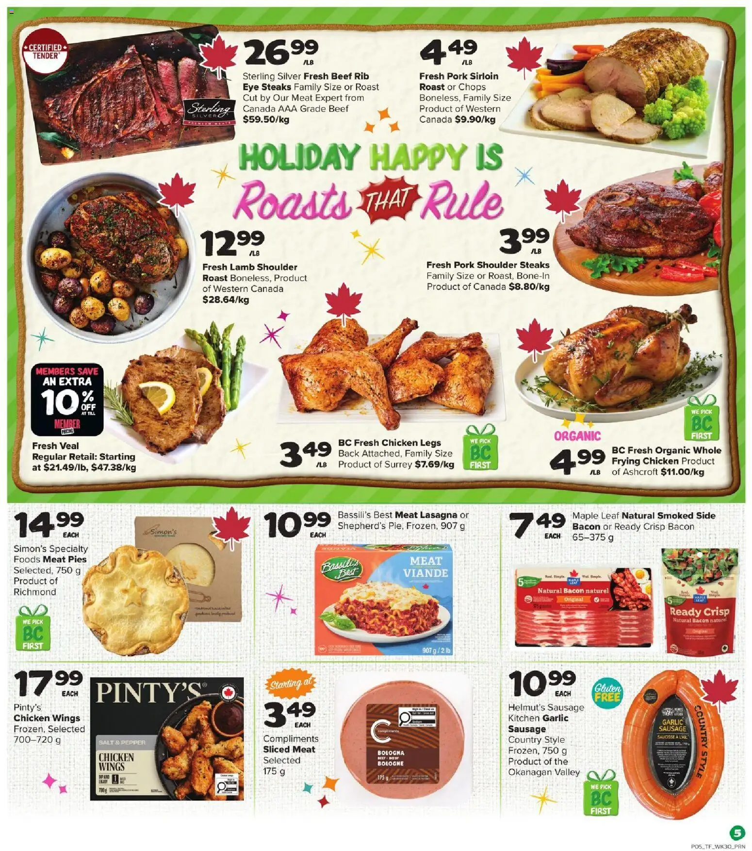 Thrifty Foods flyer valid from 20.11.2025 | Page: 6 | Products: Beef, Chicken wings, Chicken, Pork