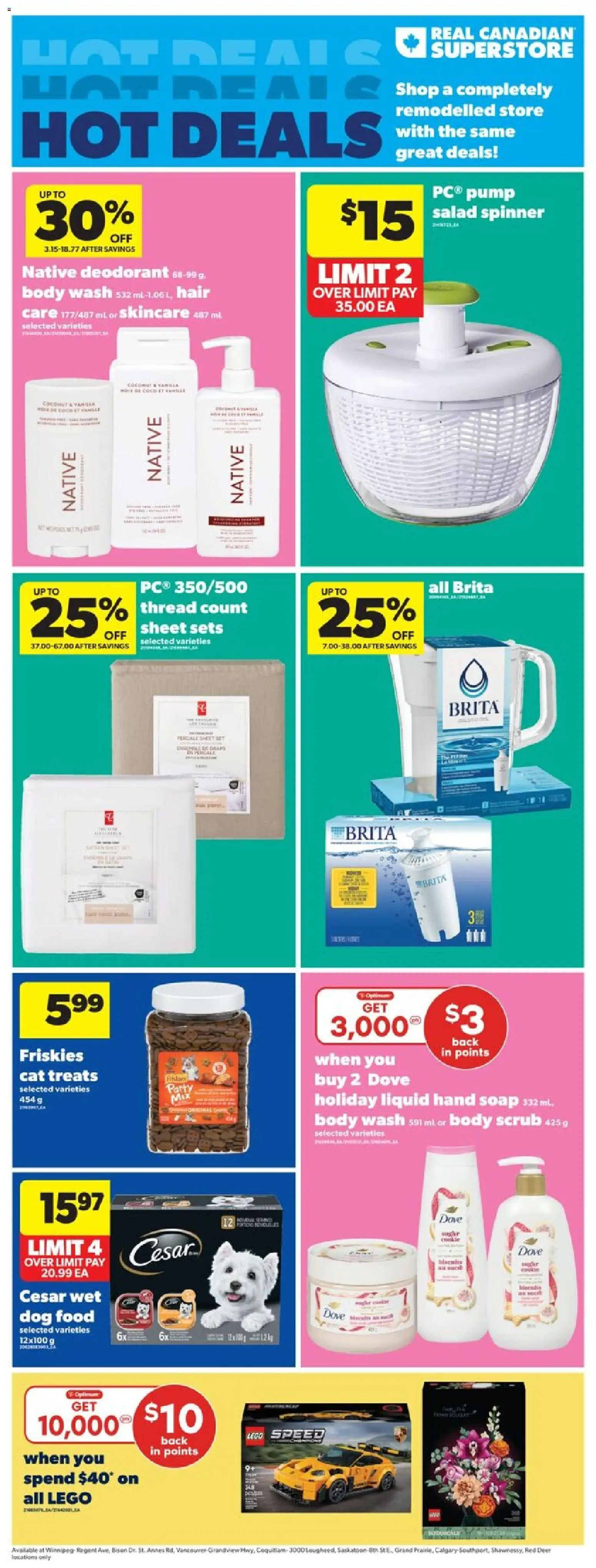 Real Canadian Superstore flyer valid from 23.10.2025 | Page: 1 | Products: Salad, Soap, Body wash, Deodorant