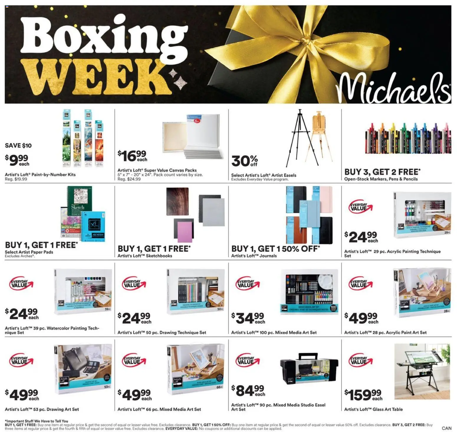 Michaels Ad - valid from 26.12.2025 | Page: 3 | Products: Easel, Table, Canvas, Watercolor