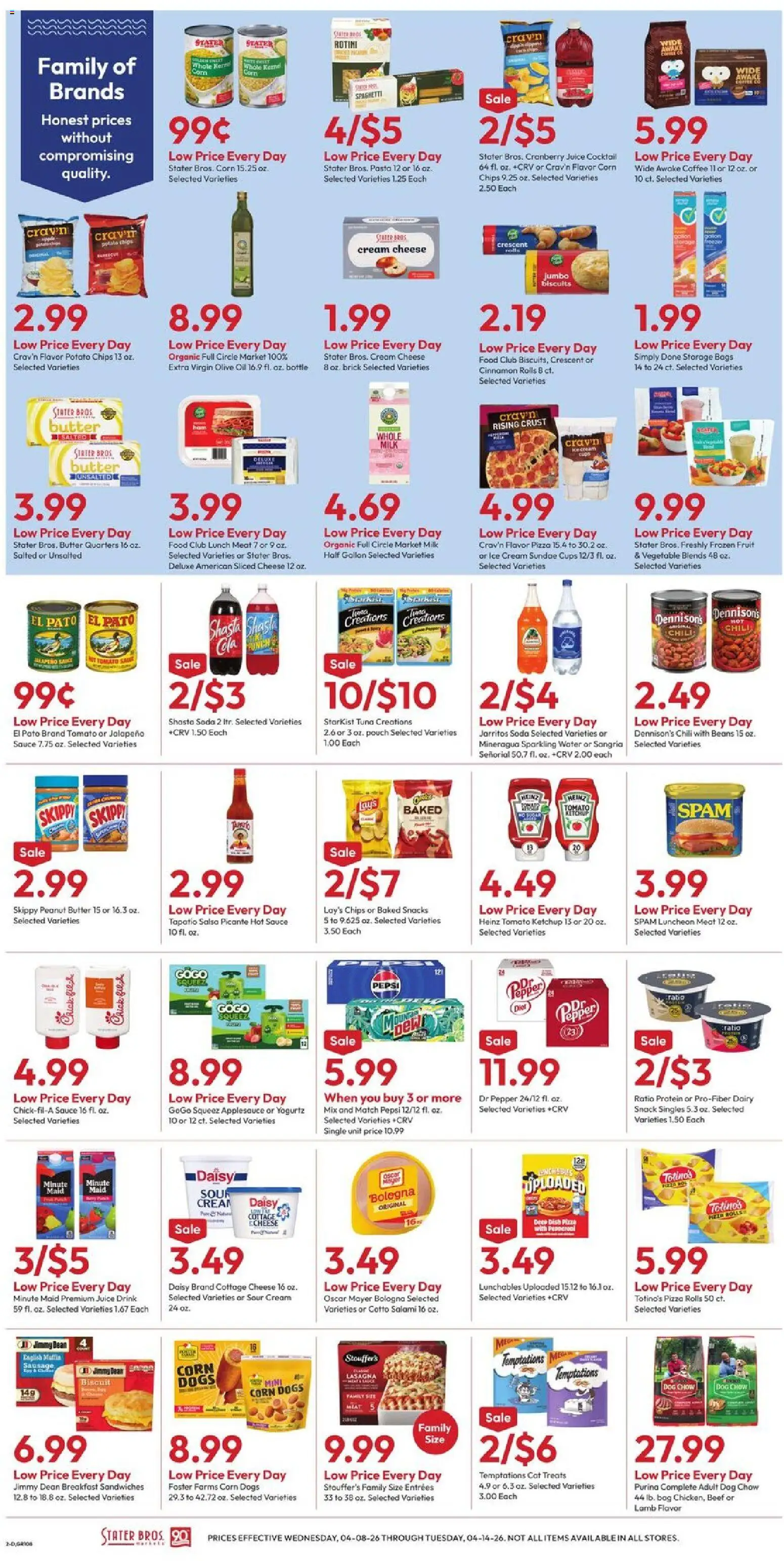 Stater Bros Weekly Ad - valid from 08.04.2026 | Page: 2 | Products: Corn, Oil, Pasta, Sausage