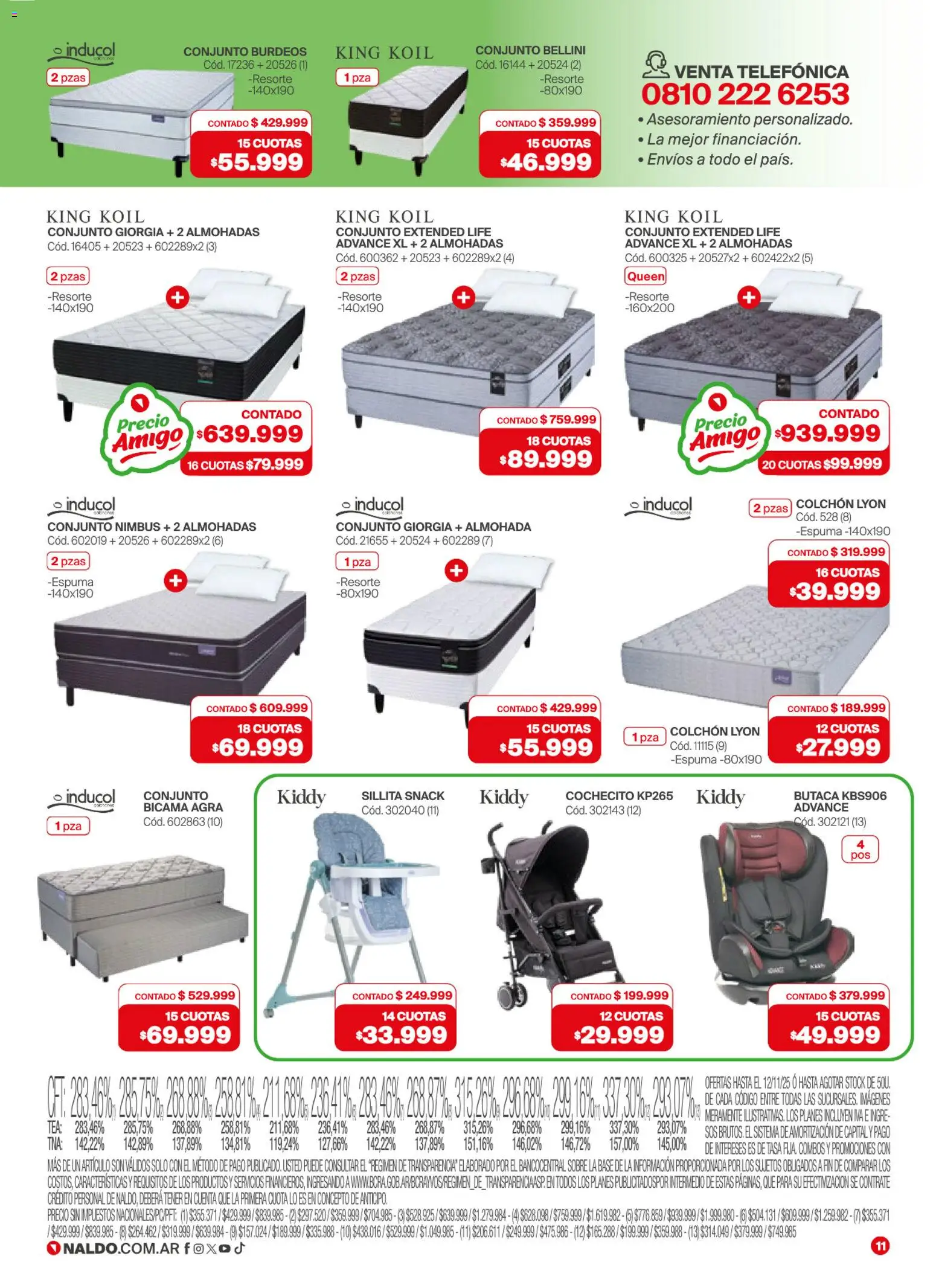 Naldo catálogo │ válido desde el 12.11.2025 | Página: 11 | Productos: Conjunto, Colchón, Almohada, Sobre
