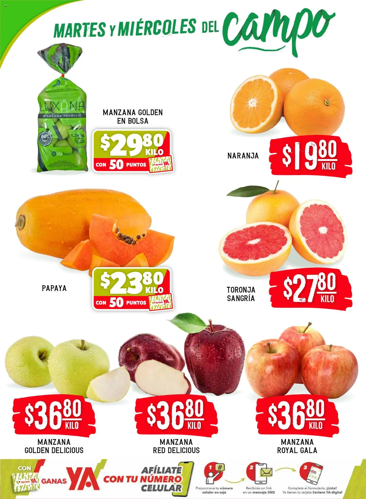 Nuevas ofertas de Soriana Martes y Miércoles del Campo Híper: Nuevo León, Ciudad Victoria y Tampico válidas en toda la República Mexicana desde el 17.03.2026. ¡Encuentra las mejores ofertas en Soriana Martes y Miércoles del Campo Híper: Nuevo León, Ciudad Victoria y Tampico! | Página: 2 | Productos: Bolsa, Manzana, Toronja, Caja