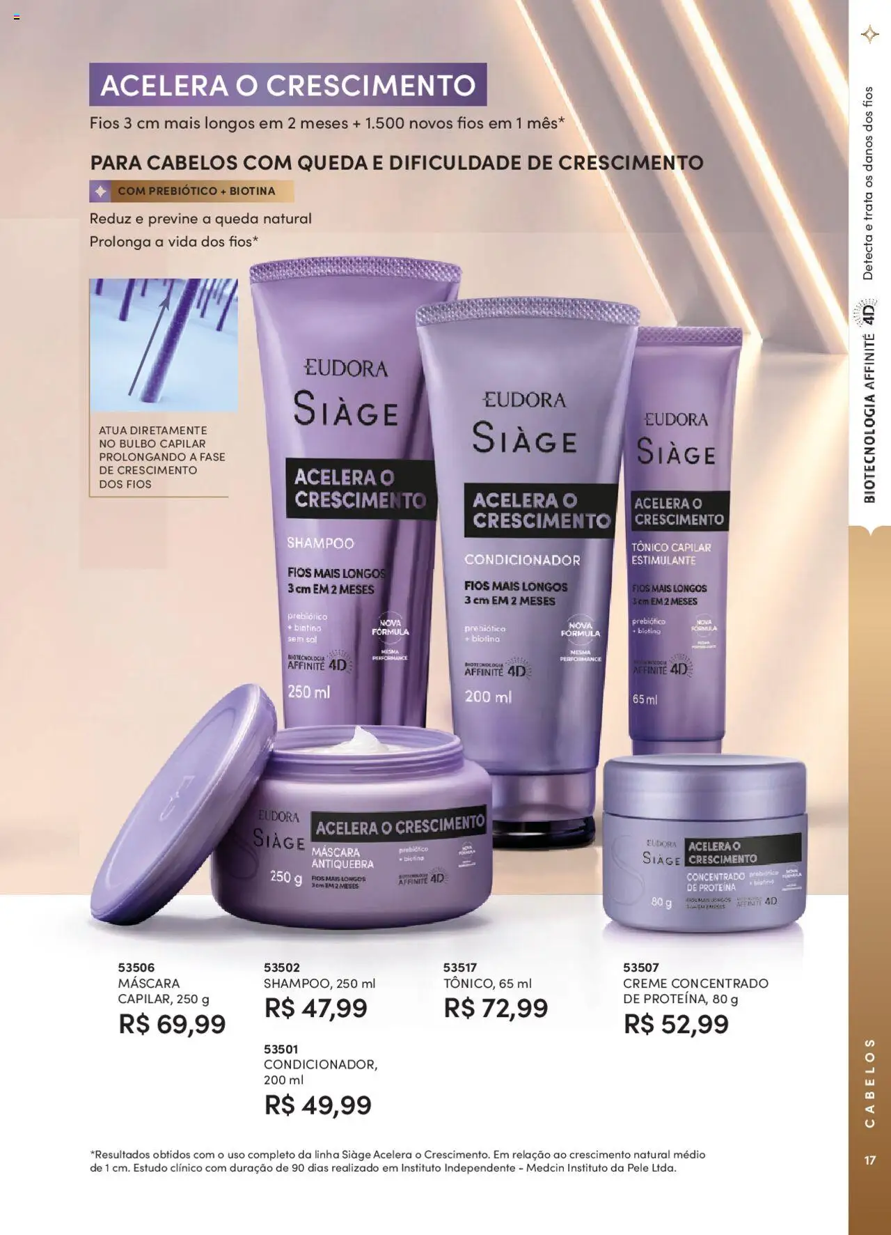 Eudora Folheto - válido de 07.10.2025 | Página: 17 | Produtos: Shampoo, Tônico, Creme, Sal