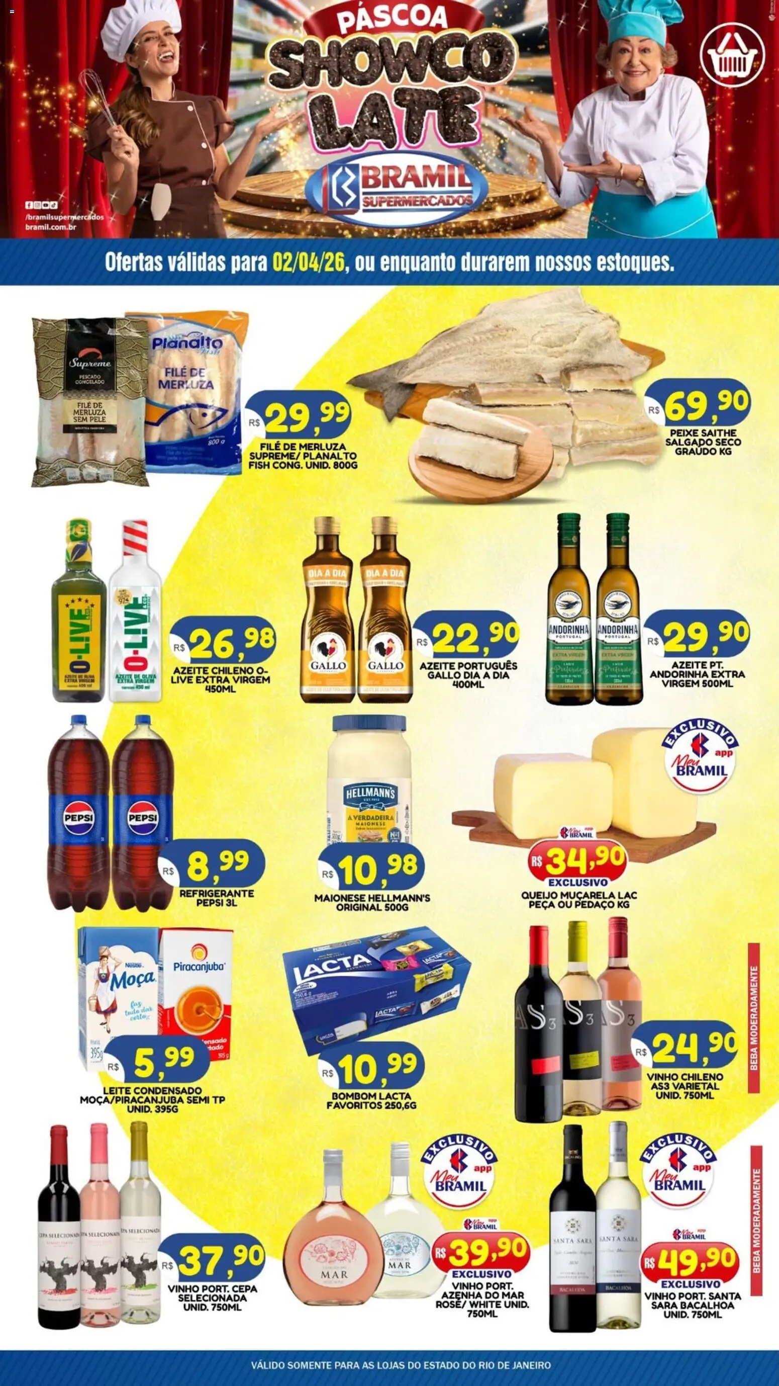 Bramil Supermercados Folheto - válido de 02.04.2026 | Página: 1 | Produtos: Vinho, Peixe, Maionese, Leite condensado