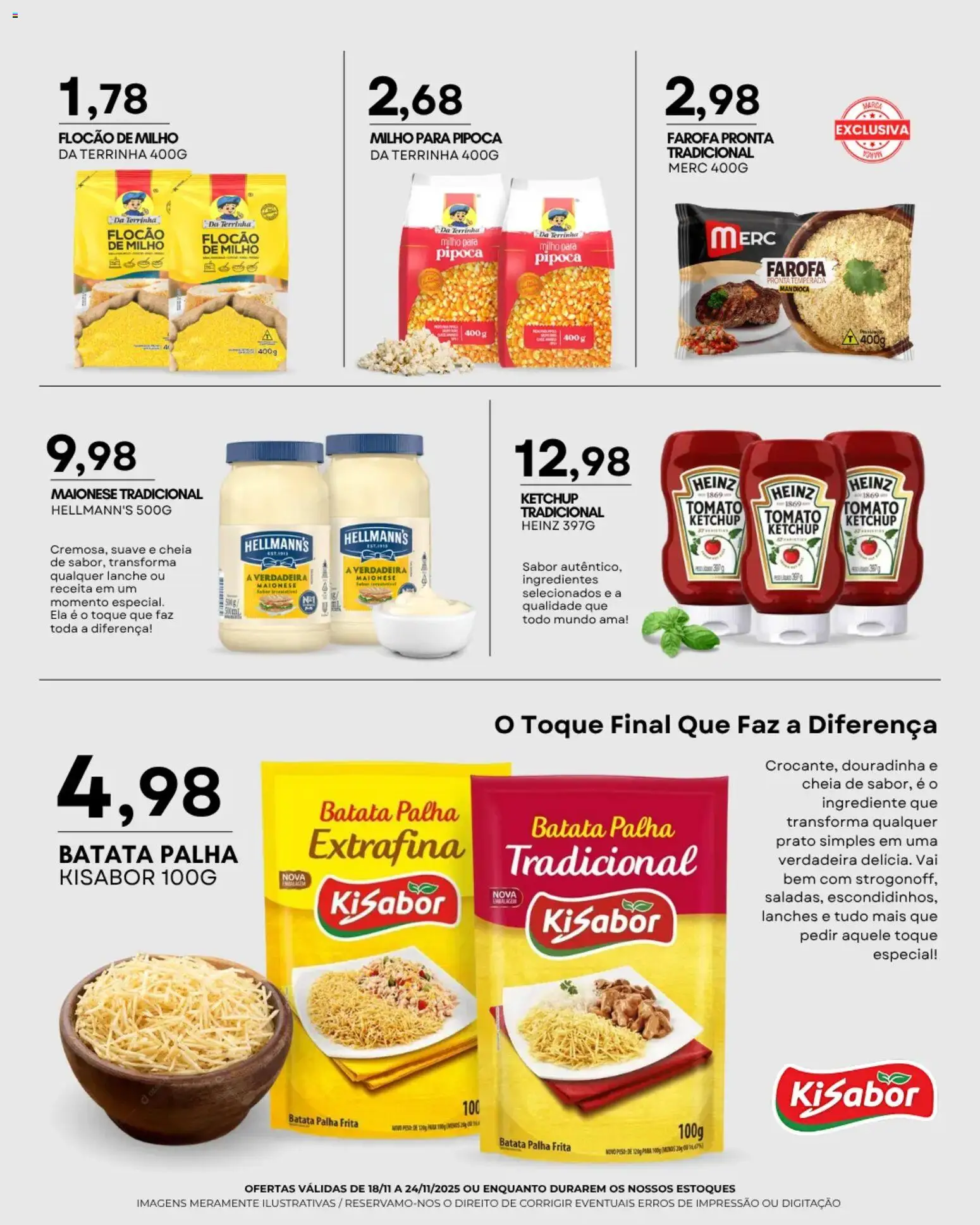 Mercadão Atacadista Folheto - válido de 18.11.2025 | Página: 5 | Produtos: Mandioca, Ketchup, Farofa, Pipoca