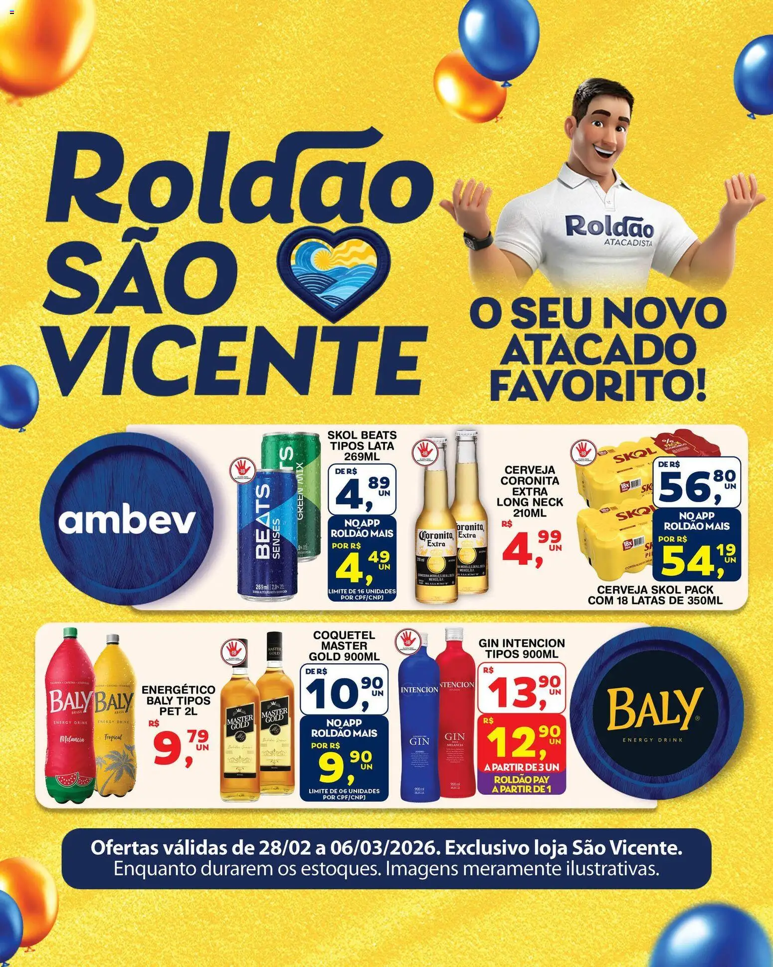 Roldão Folheto - válido de 28.02.2026 | Página: 3 | Produtos: Melancia, Energético, Cerveja, Gin