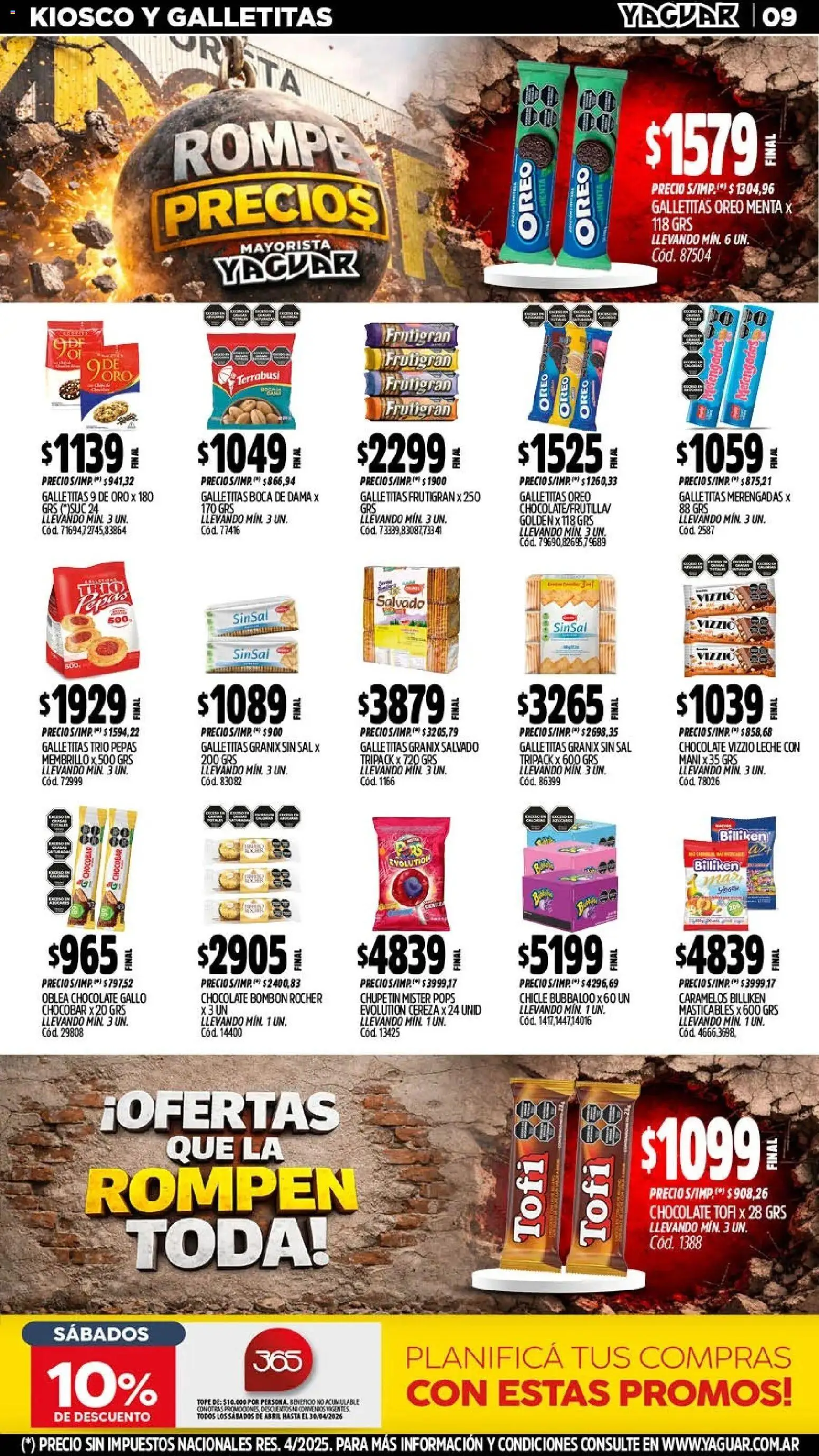 Yaguar - Oferta Semanal General Roca │ válido desde el 20.04.2026 | Página: 10 | Productos: Galletitas, Sal, Mani, Chicle
