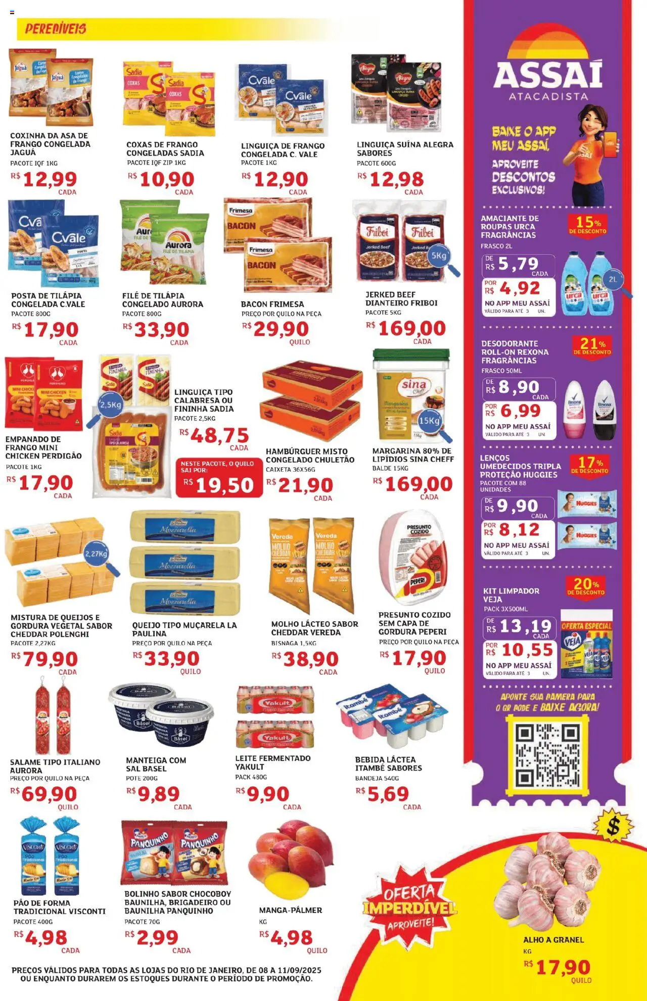 Assaí Atacadista Folheto - válido de 08.09.2025 | Página: 3 | Produtos: Leite, Pão, Hambúrguer, Rexona