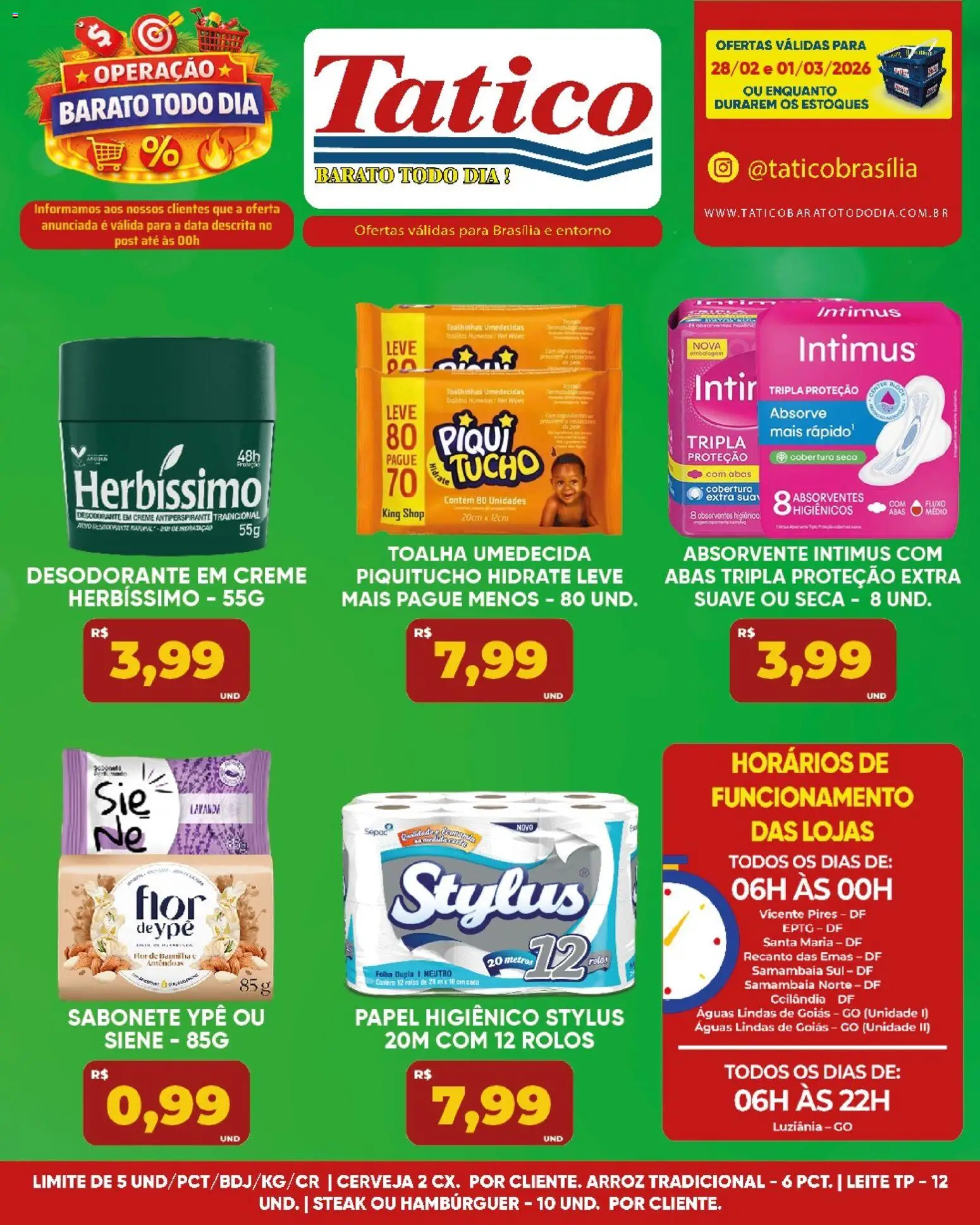 Tatico Folheto - válido de 02.03.2026 | Página: 35 | Produtos: Leite, Hambúrguer, Absorvente, Papel higiênico