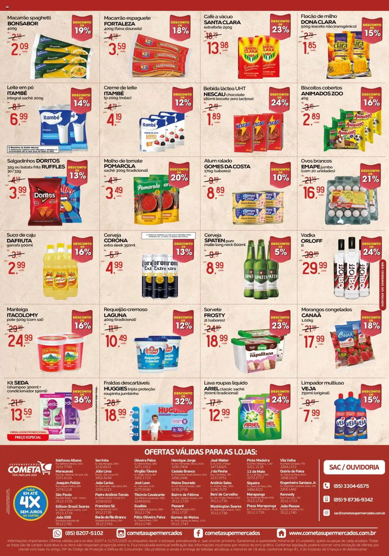 Cometa Supermercados Folheto - válido de 30.07.2025 | Página: 2 | Produtos: Ariel, Sorvete, Sal, Requeijão