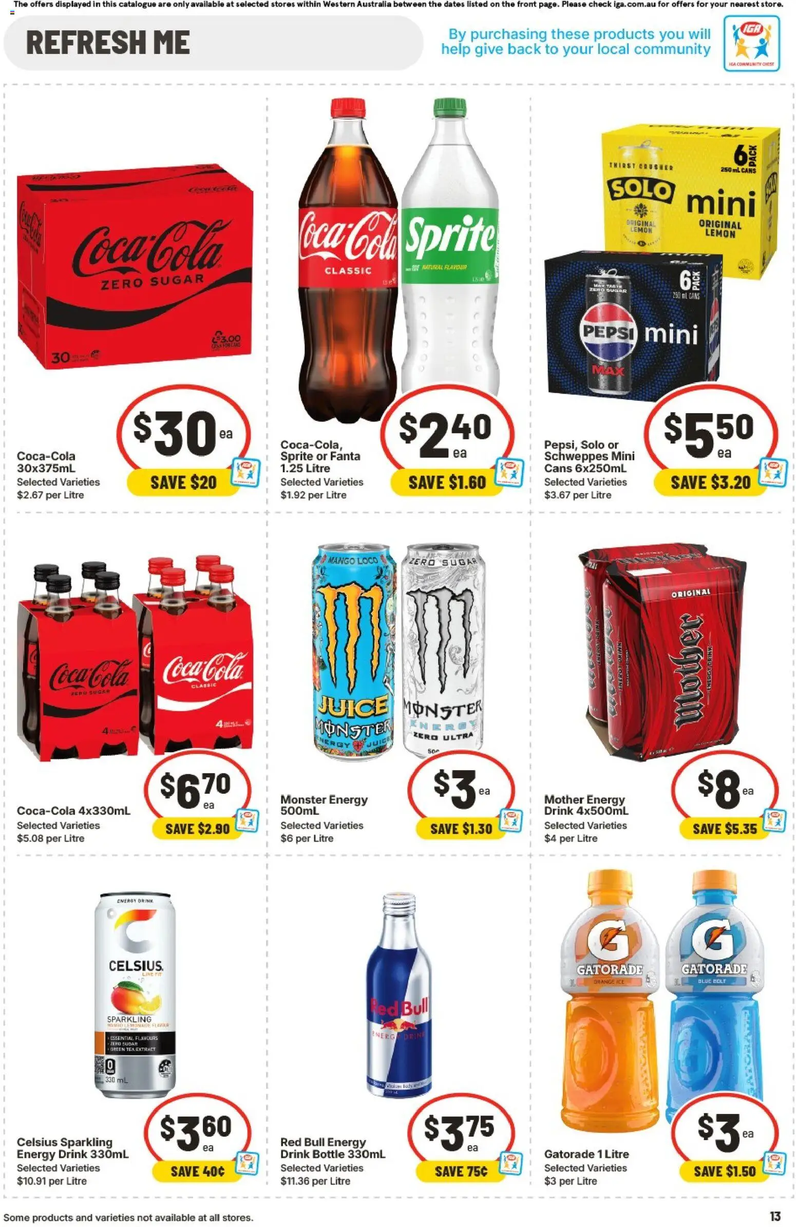 IGA catalogue - valid from 28.01.2026 | Page: 13 | Products: Energy drink, Juice, Tea, Pepsi