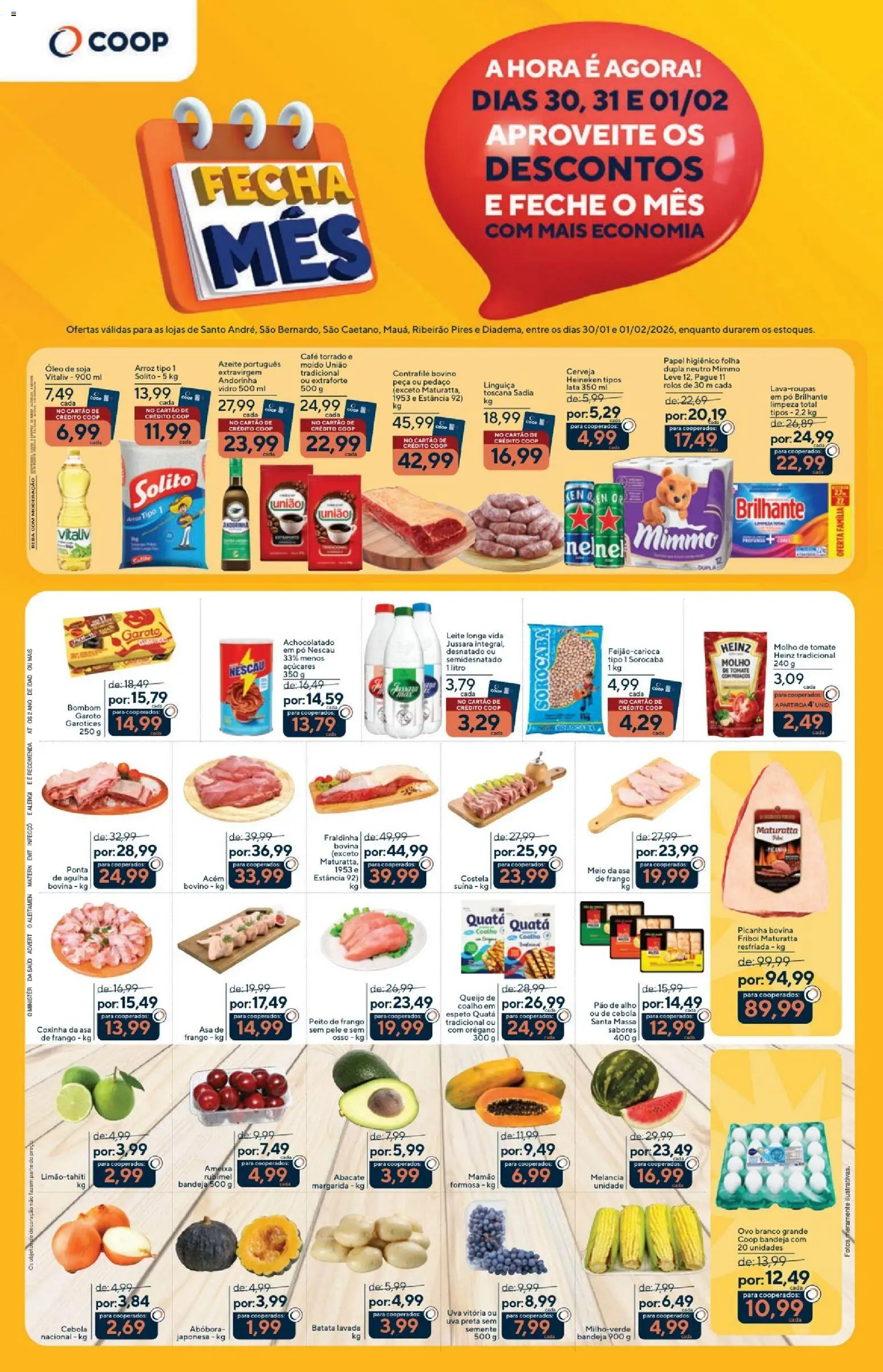 Coop Folheto - válido de 30.01.2026 | Página: 1 | Produtos: Linguiça, Acém, Cerveja, Azeite