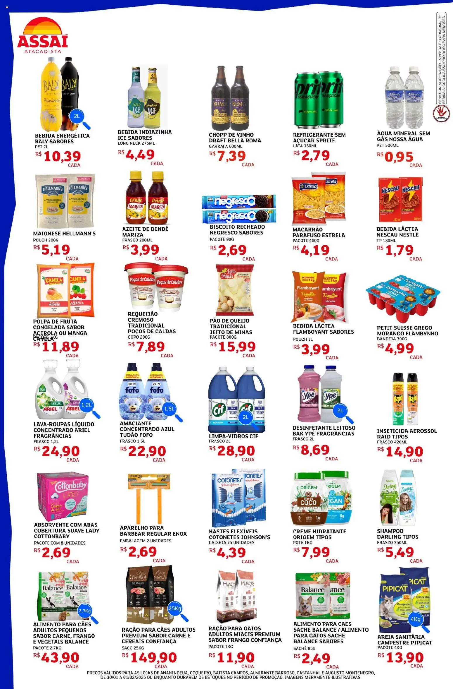 Assaí Atacadista Folheto - válido de 30.01.2026 | Página: 2 | Produtos: Ariel, Frango, Azeite, Pão de queijo