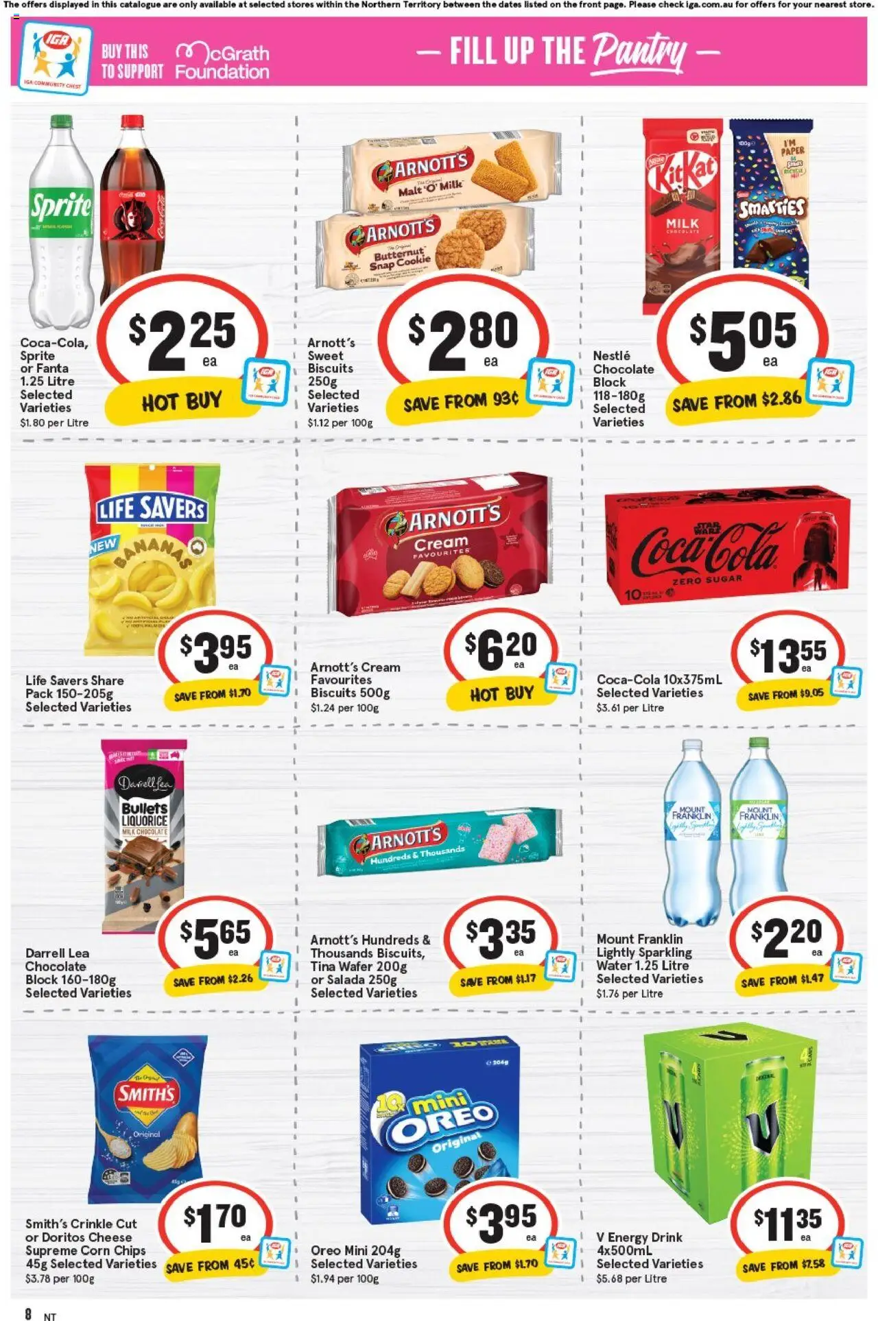 IGA catalogue - valid from 10.09.2025 | Page: 8 | Products: Milk, Biscuits, Water, Sugar