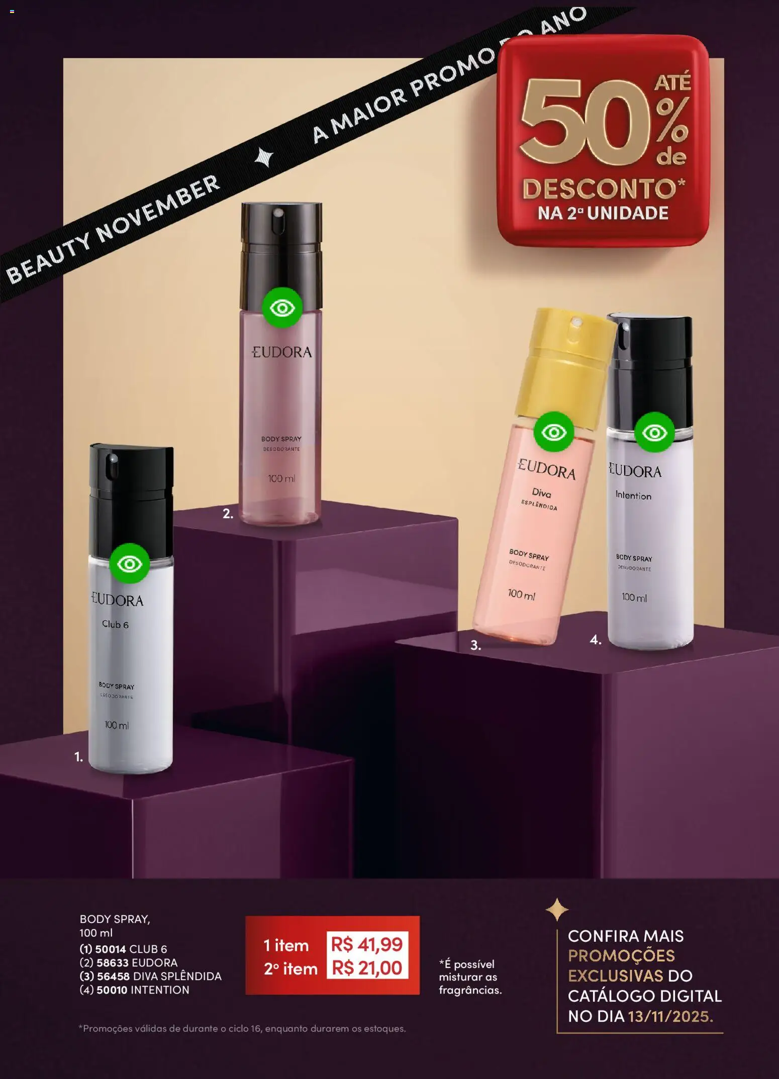 Eudora Folheto - válido de 29.10.2025 | Página: 125 | Produtos: Desodorante, Body