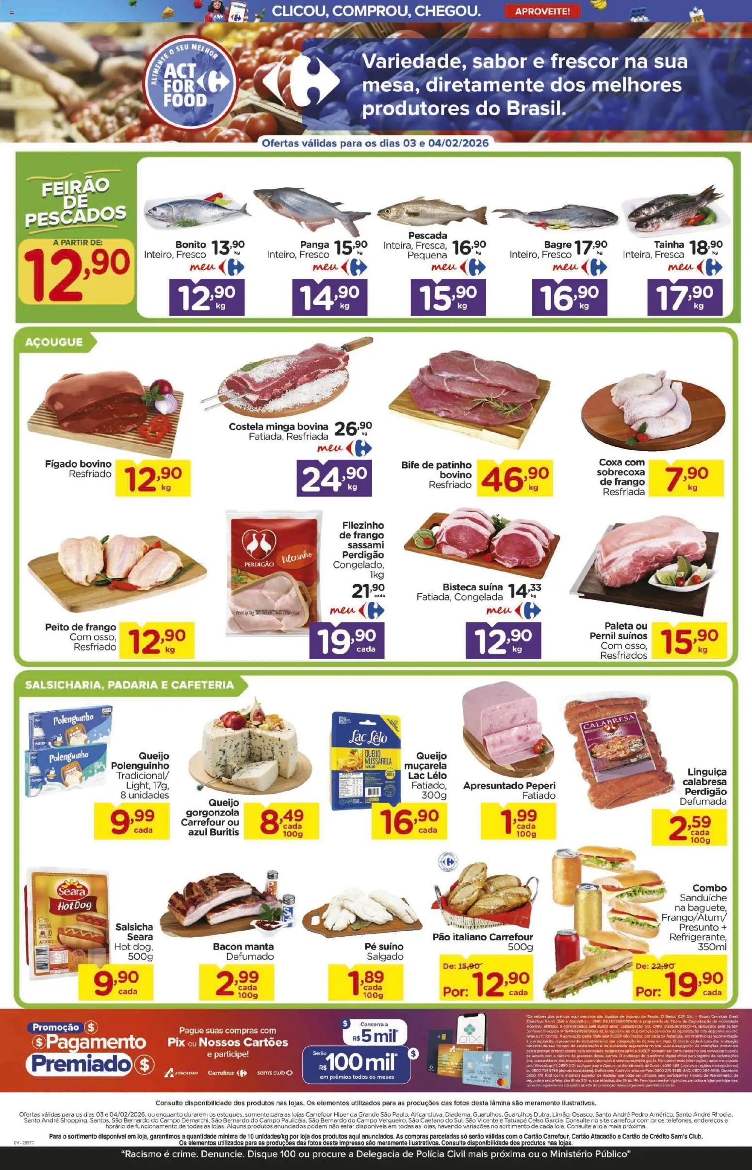 Carrefour Folheto - válido de 03.02.2026 | Página: 2 | Produtos: Linguiça, Pernil, Muçarela, Peito de frango