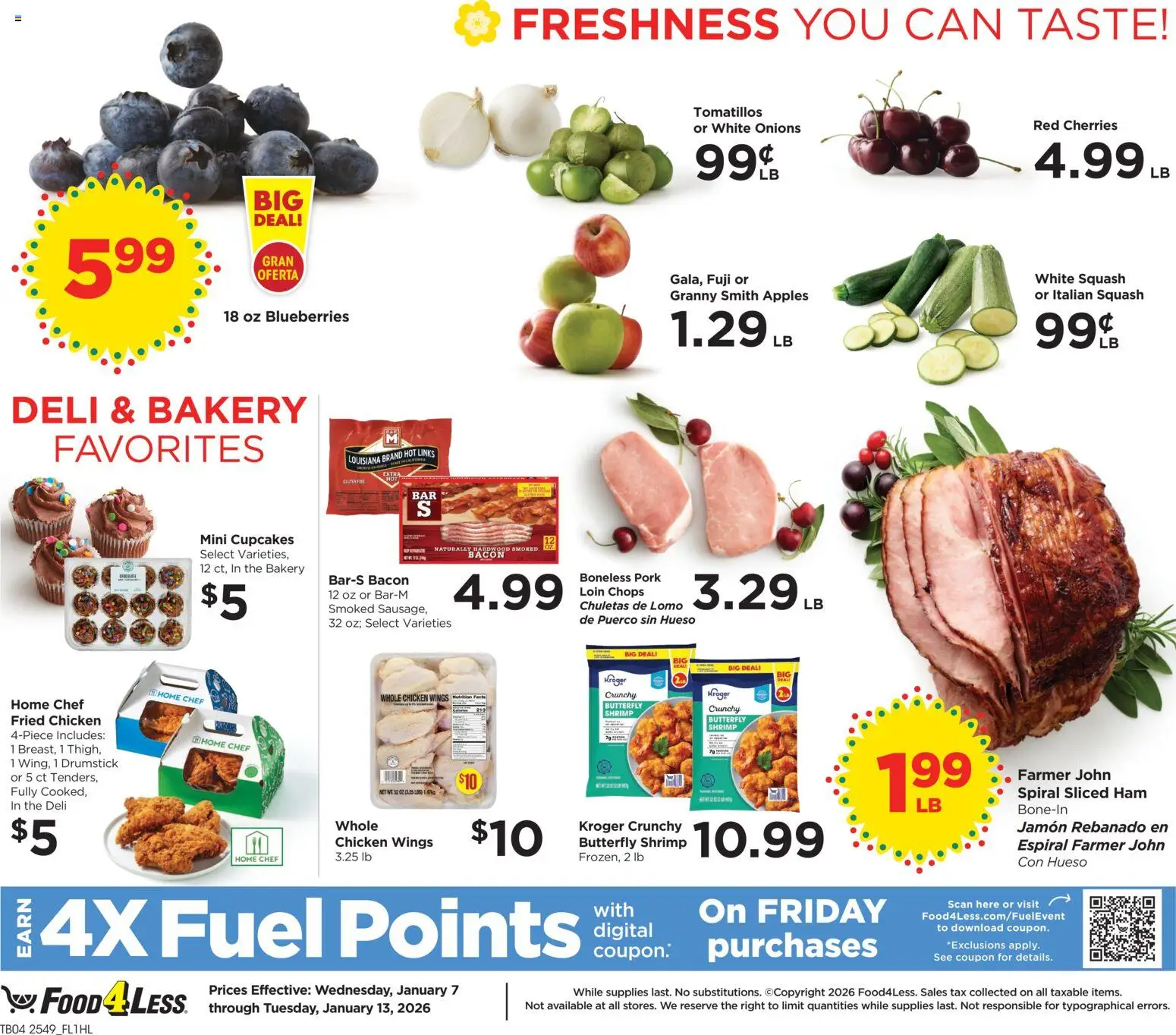 Food 4 Less Weekly Ad - valid from 07.01.2026 | Page: 5 | Products: Bakery, Cherries, Squash, Pork