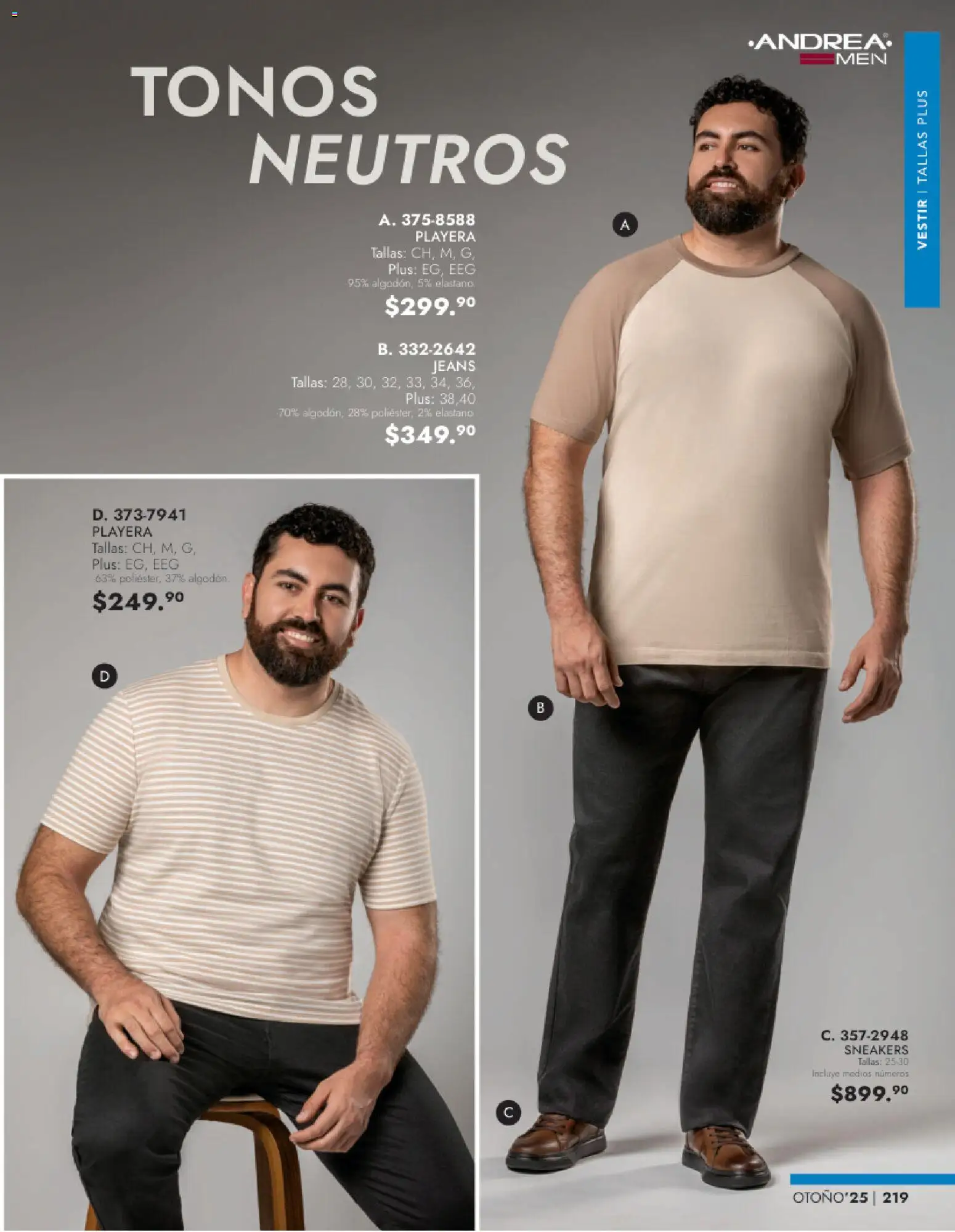 Nuevas ofertas de Andrea válidas en toda la República Mexicana desde el 26.11.2025. ¡Encuentra las mejores ofertas en Andrea catálogo Vestir Caballero otoño! | Página: 57 | Productos: Playera