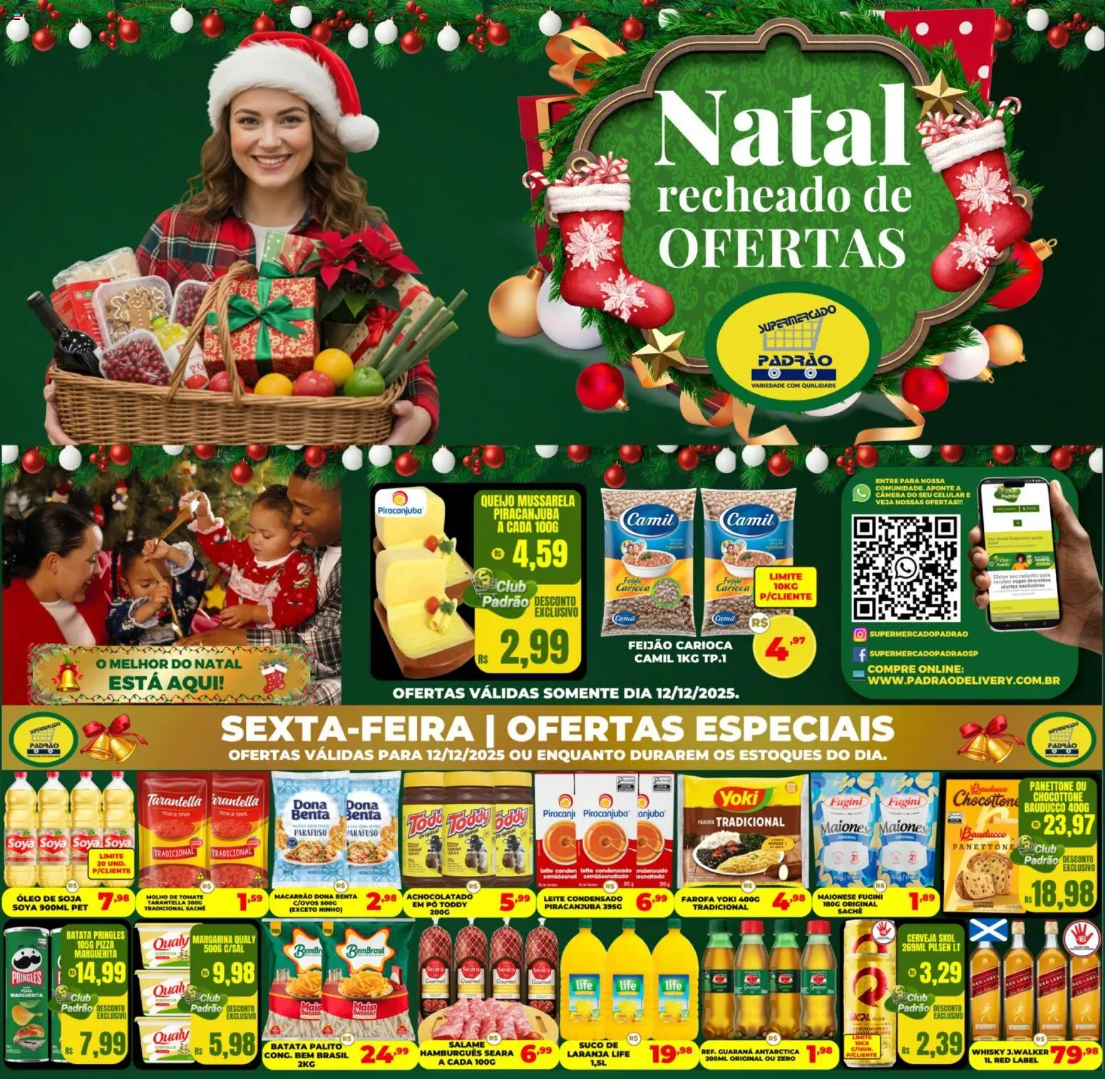 Supermercado Padrão Folheto - válido de 12.12.2025 | Página: 1 | Produtos: Molho de tomate, Queijo, Suco, Macarrão