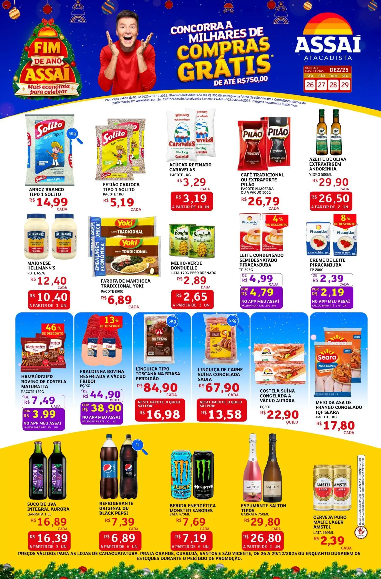 Assaí Atacadista Folheto - válido de 26.12.2025 | Página: 1 | Produtos: Hambúrguer, Refrigerante, Azeite, Leite condensado