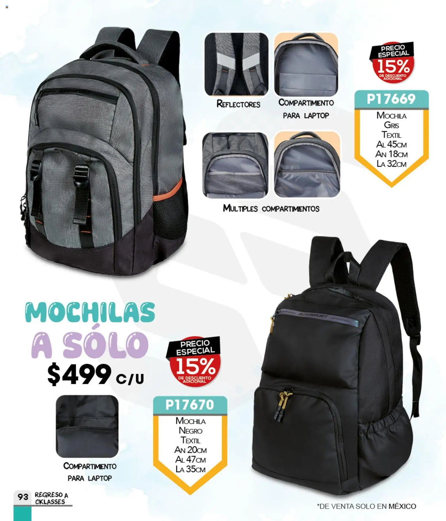 Nuevas ofertas de Cklass válidas en toda la República Mexicana desde el 15.12.2025. ¡Encuentra las mejores ofertas en Cklass catálogo Especial Regreso a Clases! | Página: 94 | Productos: Mochila