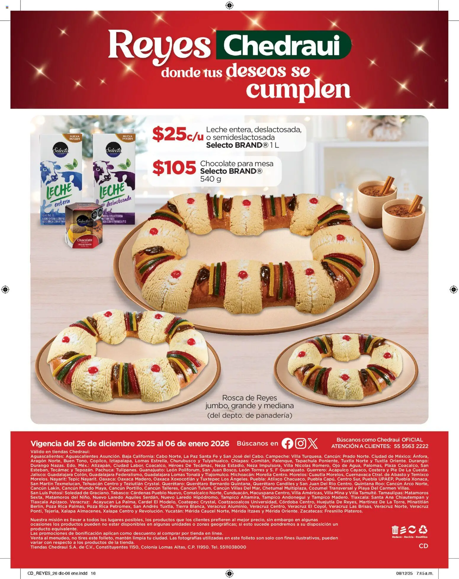 Nuevas ofertas de Chedraui válidas en toda la República Mexicana desde el 26.12.2025. ¡Encuentra las mejores ofertas en Chedraui folleto Reyes donde tus deseos se cumplen! | Página: 16 | Productos: Leche, Chocolate, Vitaminas, Mesa