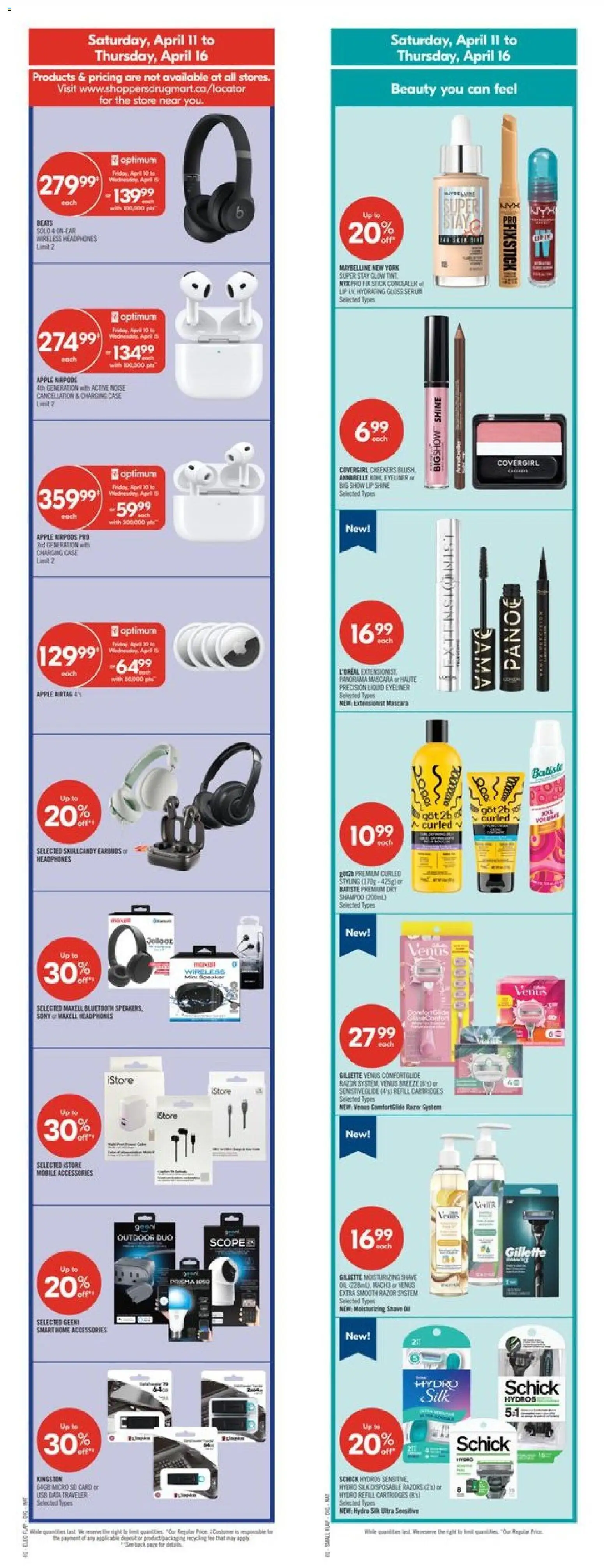 Shoppers flyer valid from 10.04.2026 | Page: 3 | Products: Concealer, Blush, Mascara, Eyeliner